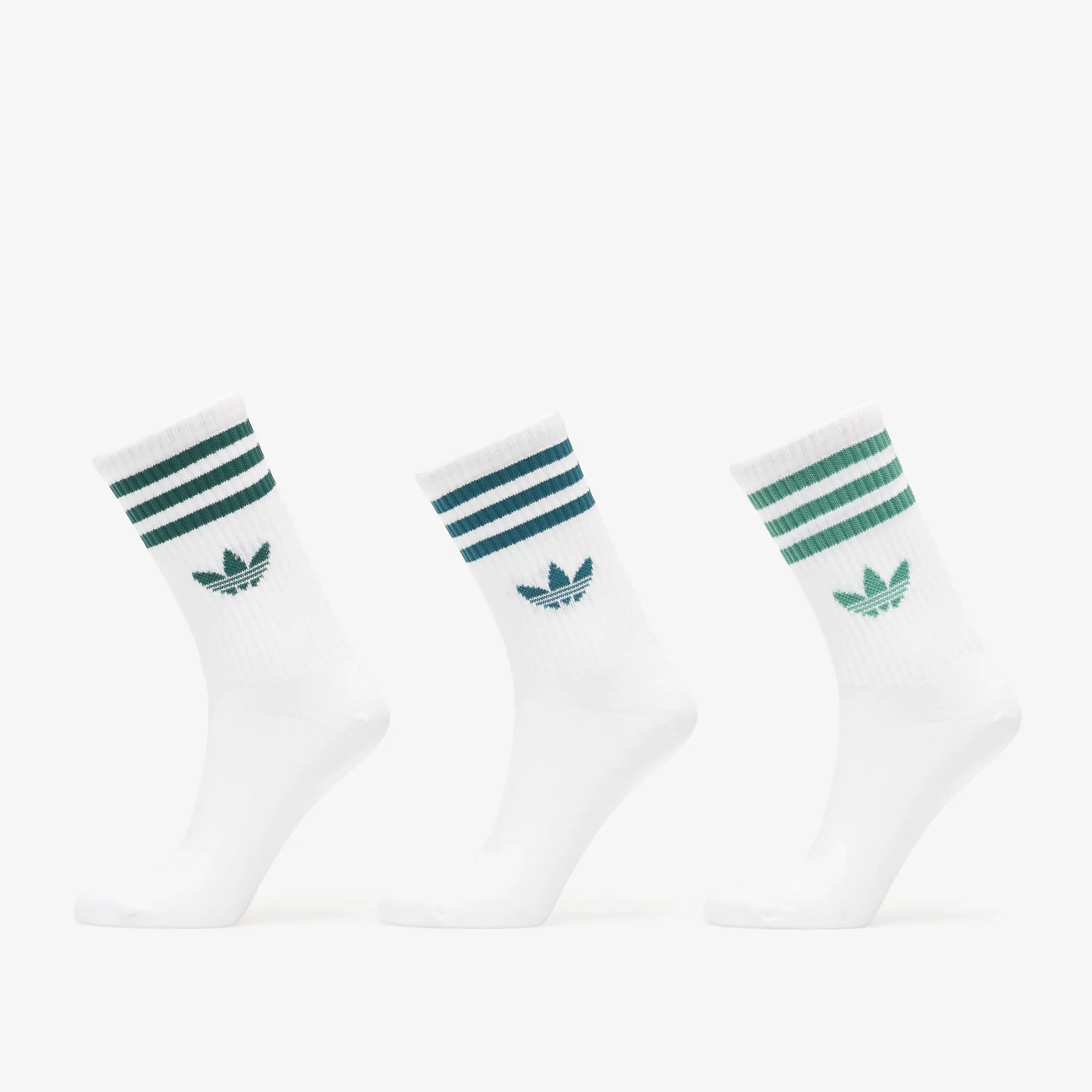Adidas 3 Stripes Crew Socks 3 Pairs White/ Rich Green/ Collegiate Green Xl