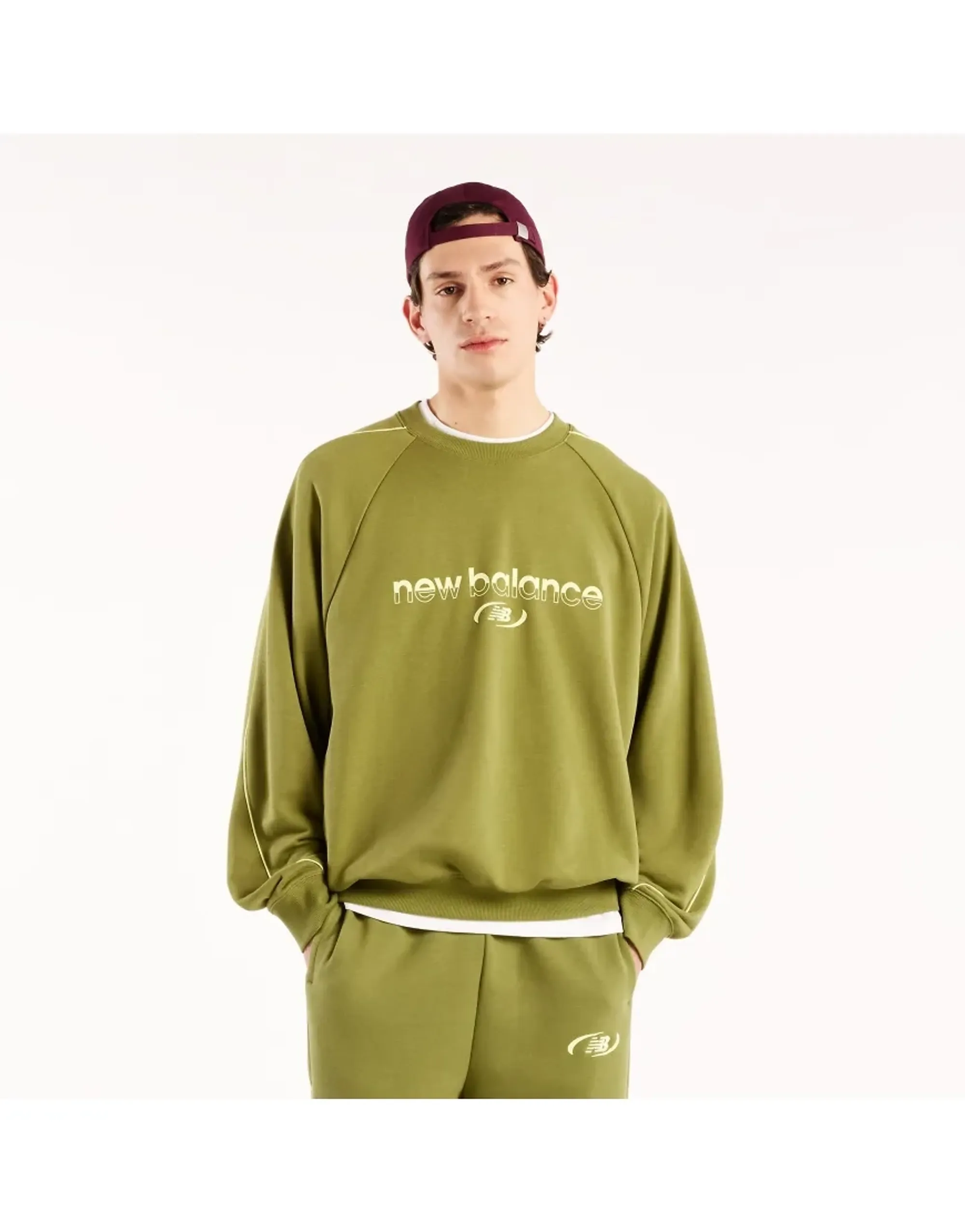 New Balance Trackside French Terry Crew In Sport Green
