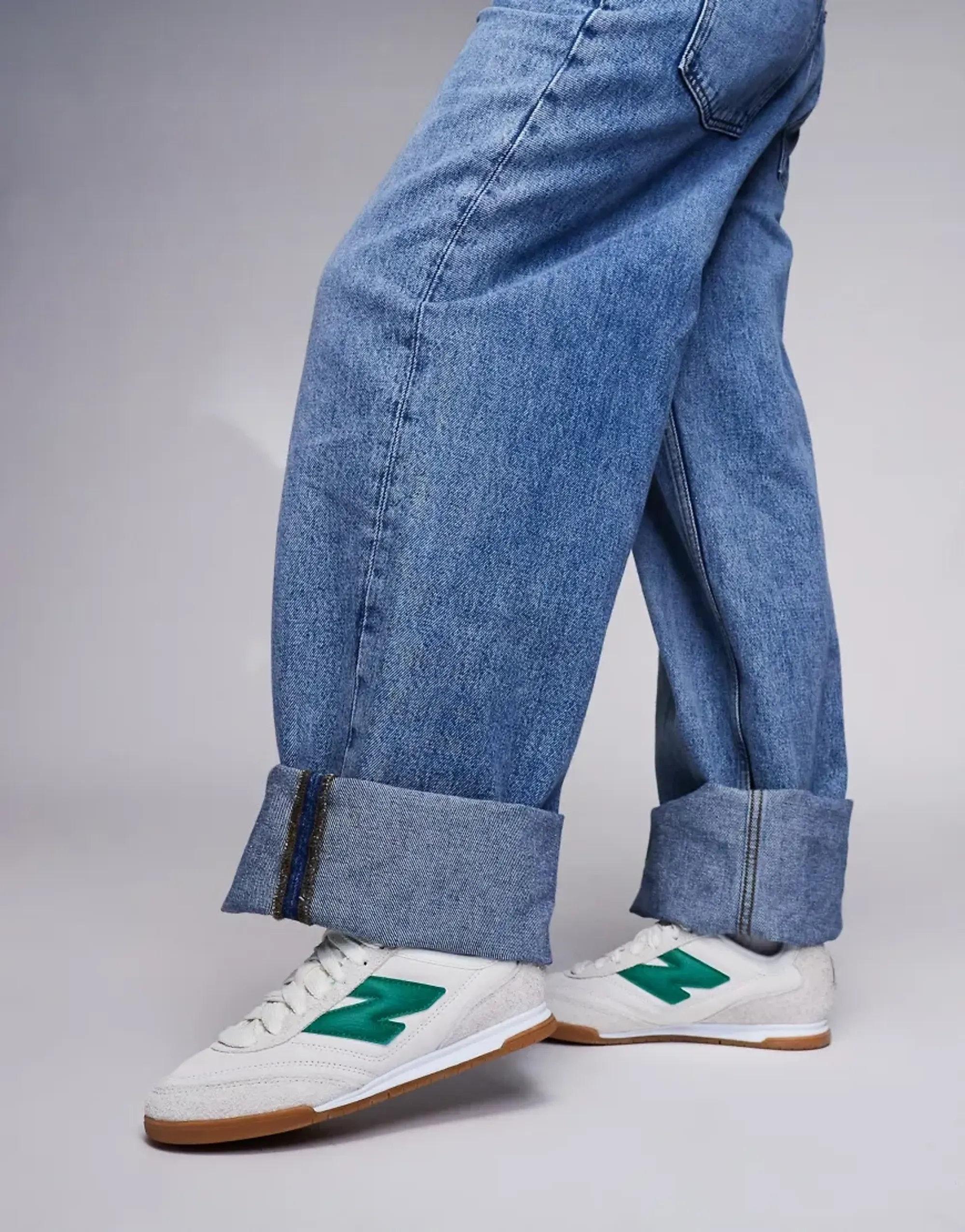 New Balance Rc42 Gum Sole Sneakers In White And Green