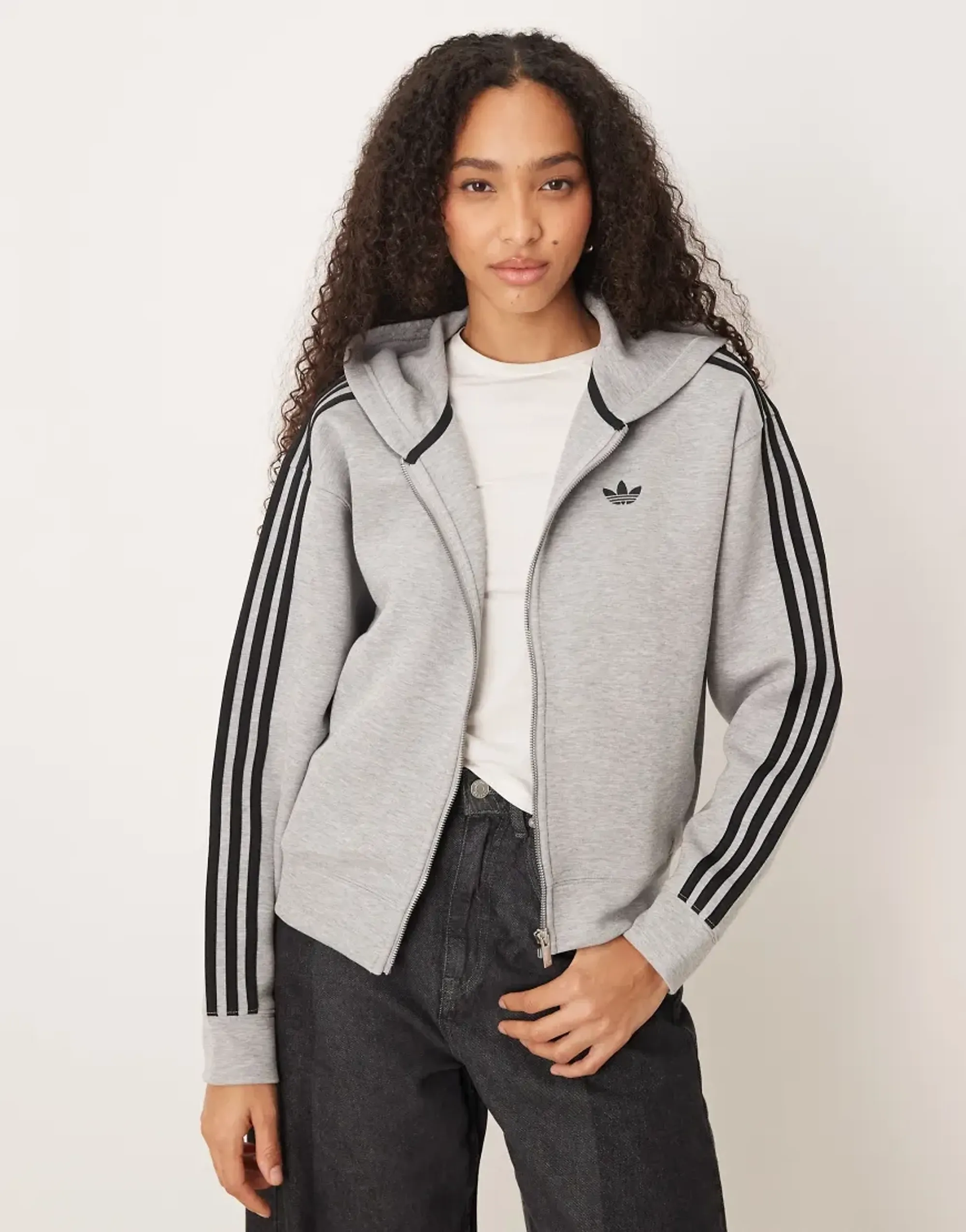 Adidas Originals Spacer Zip Through Hoodie In Grey