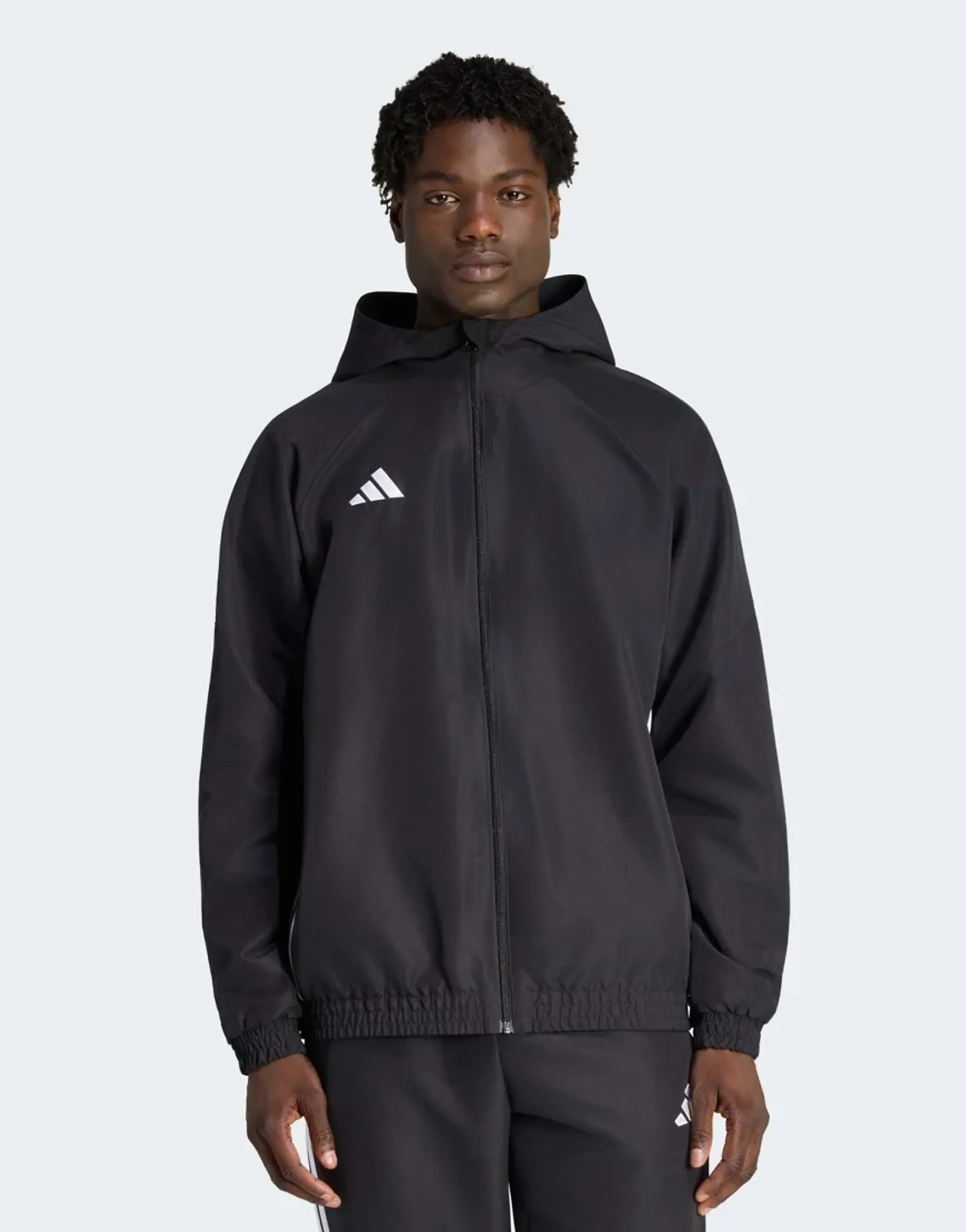 Adidas Performance Tiro 26 Essentials Woven Hoodie In Black / Black / White