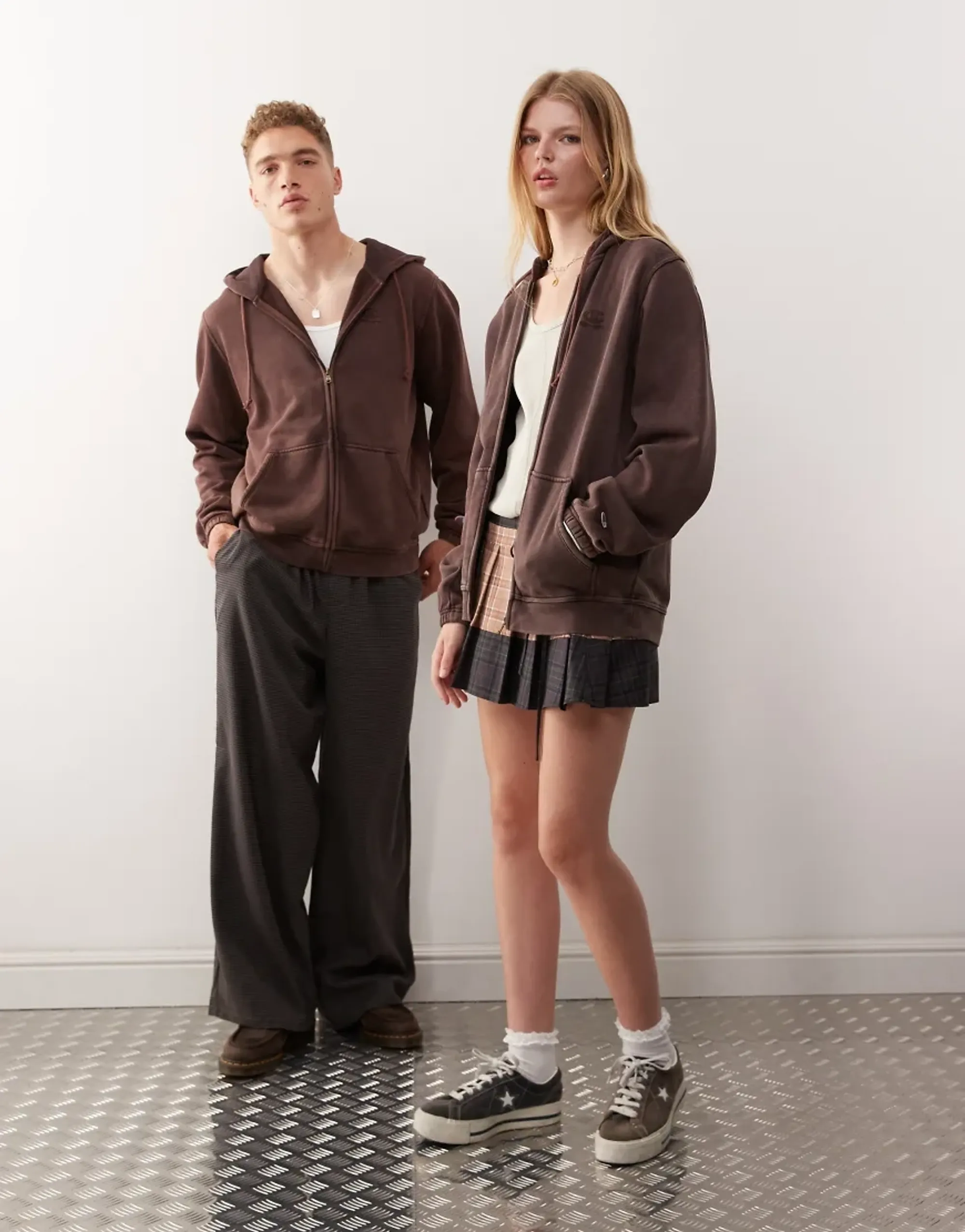 Champion Unisex Full Zip Hoodie In Brown
