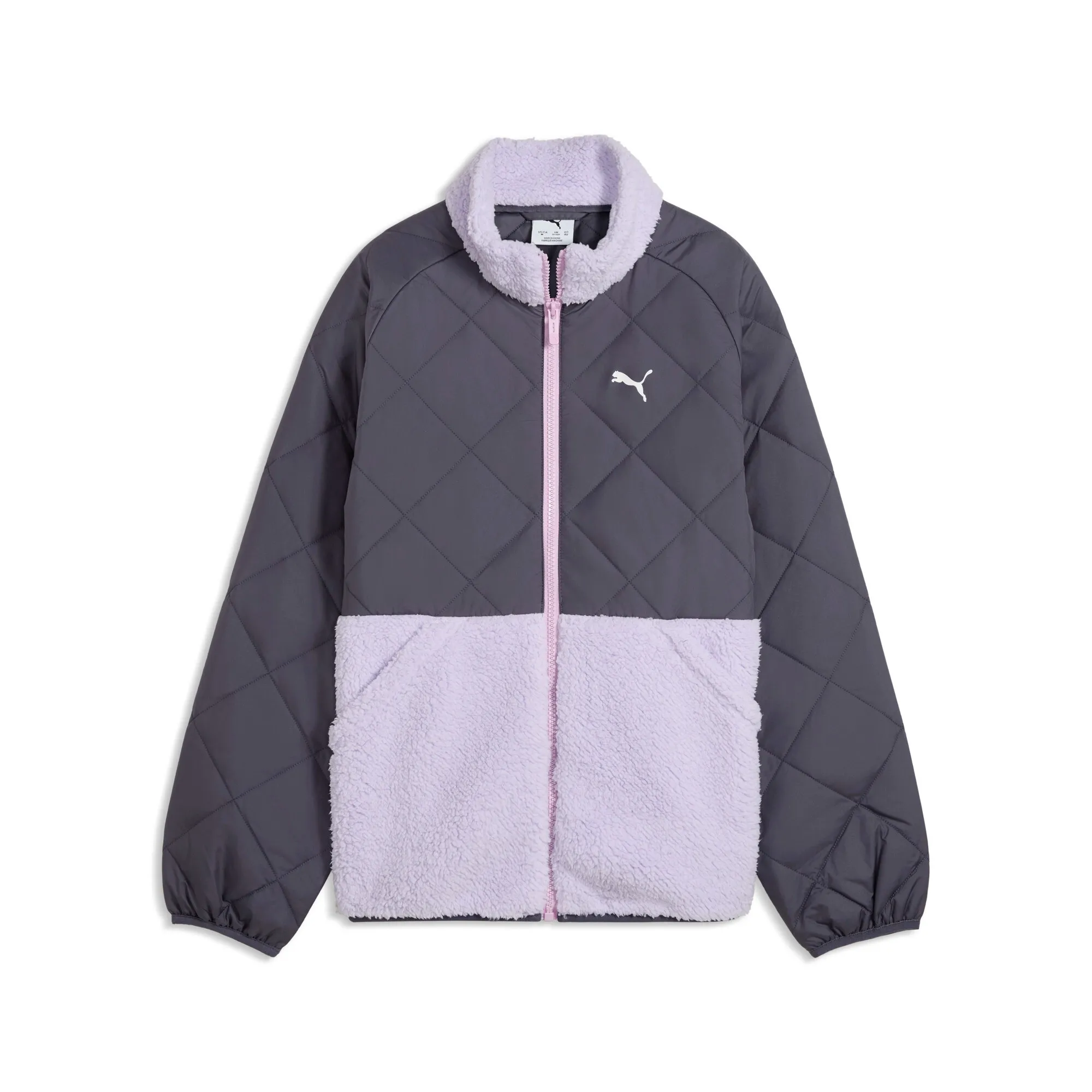 PUMA Quilted Relaxed Jacket Youth in Gray | Size 11-12 Youth
