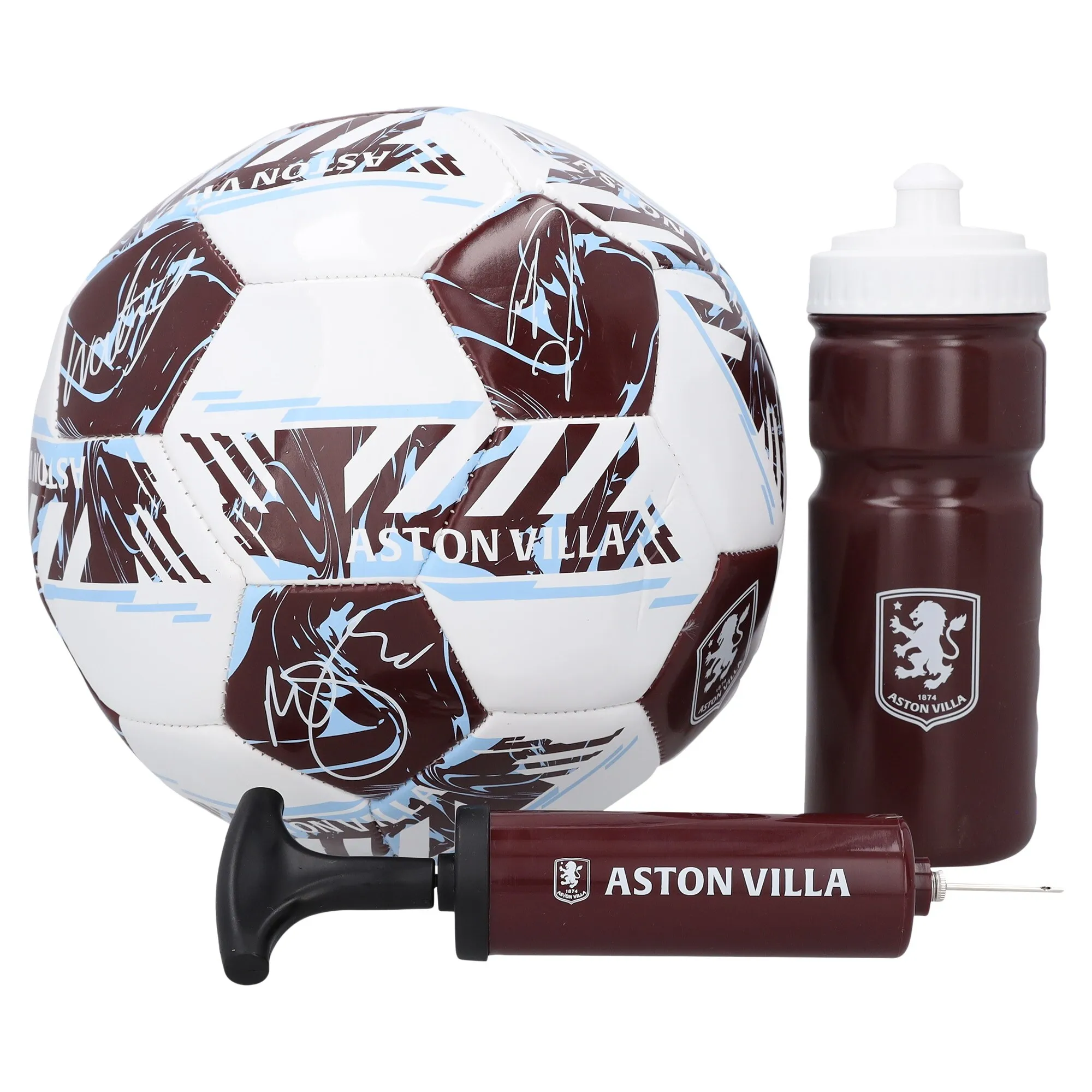 Aston Villa Signature Football Gift Set - Pump, Ball & Bottle