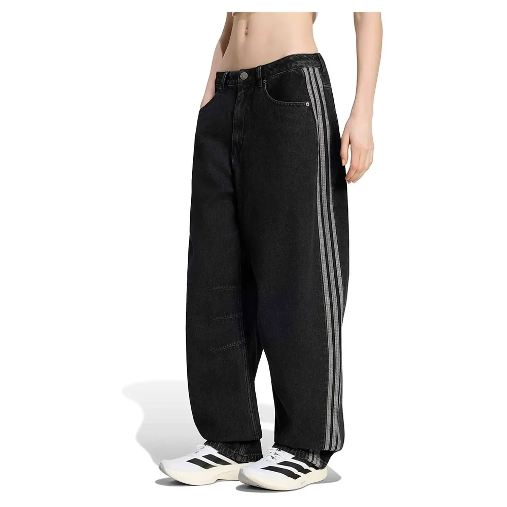 Pants Adidas High Rise Barrel Leg Denim Pant True Black Denim 28/32