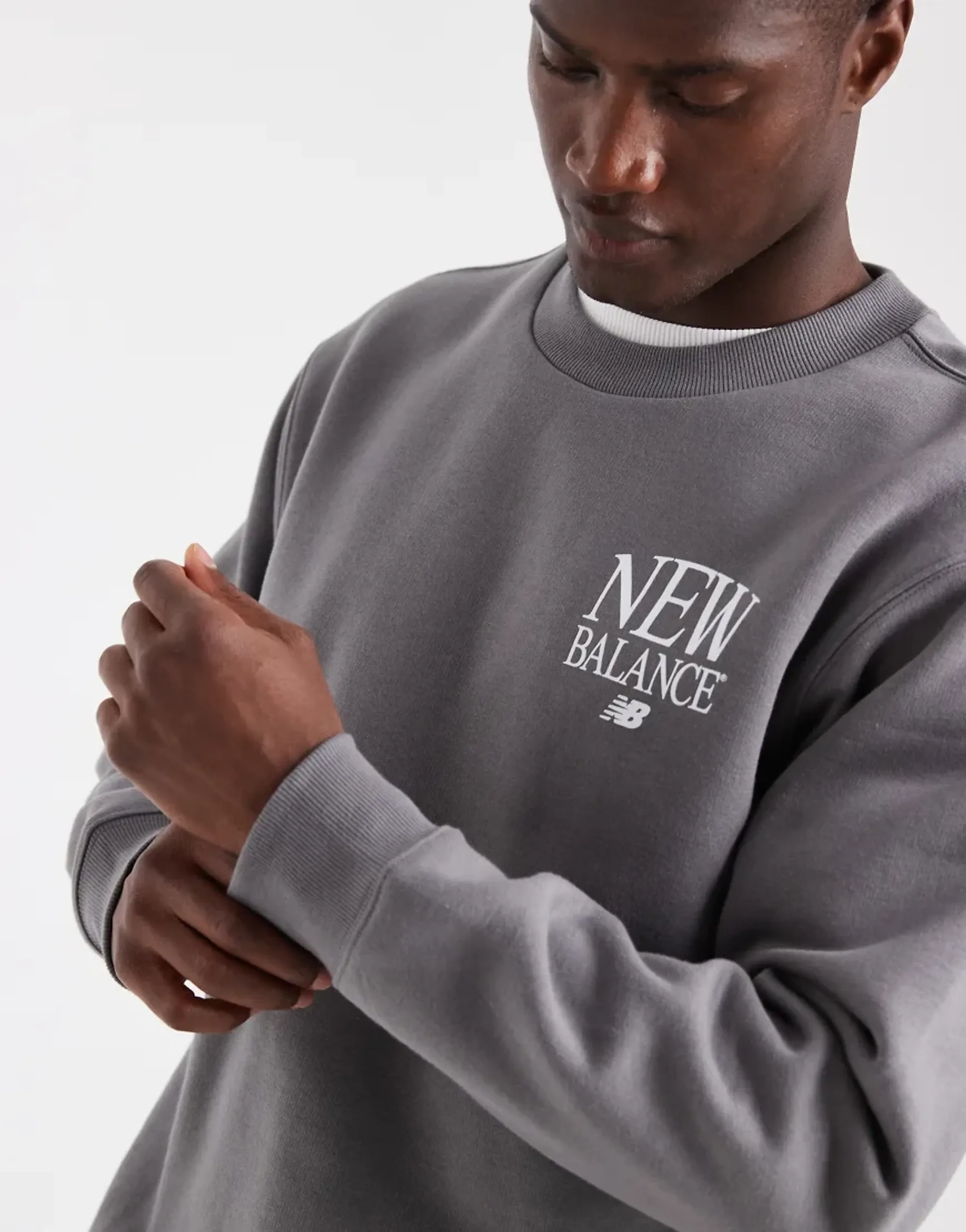 New Balance Reimagined Fleece Crew In Castlerock-Grey