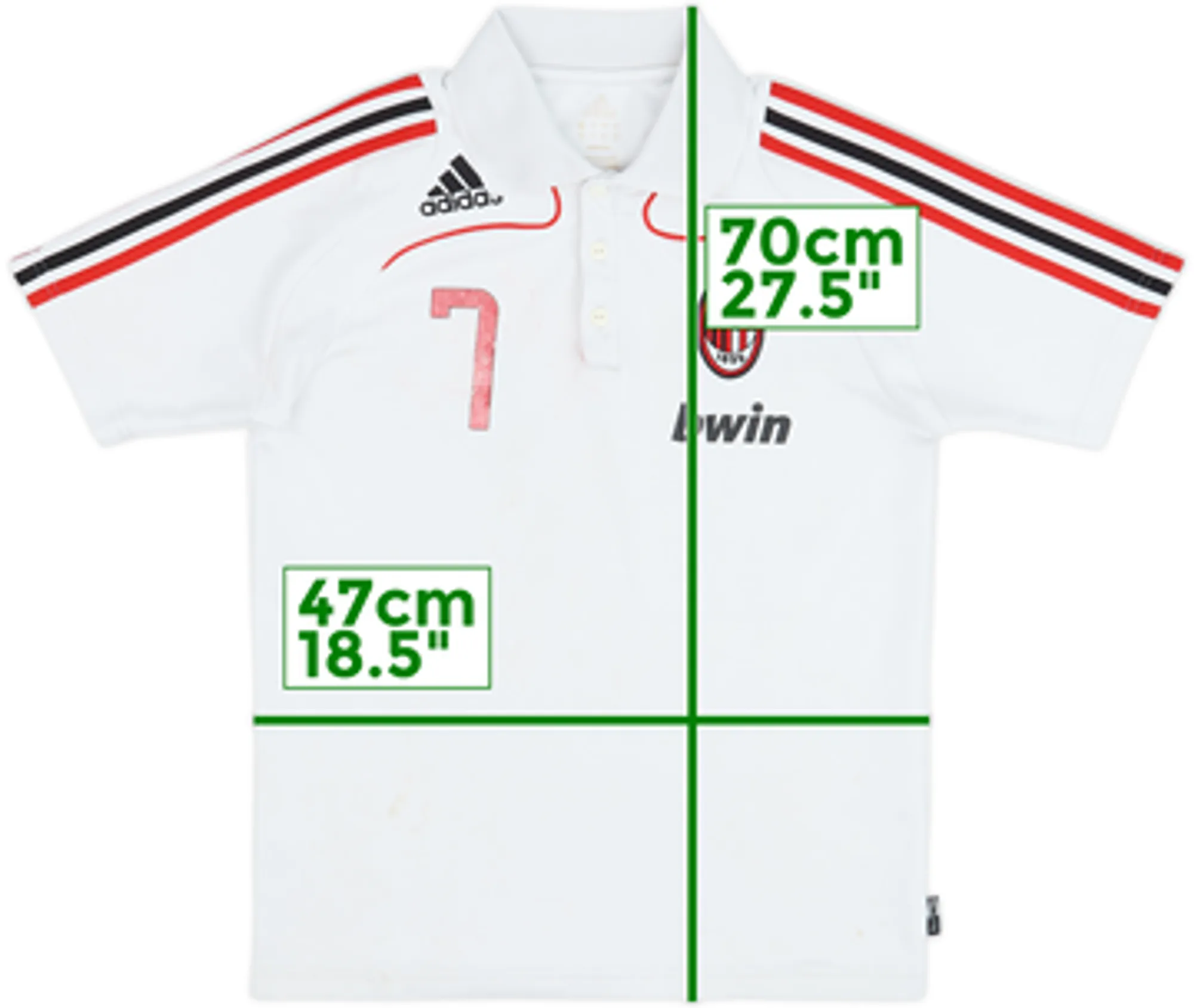 2008-09 AC Milan adidas Player Issue Polo Shirt #7 - 4/10 - (S)