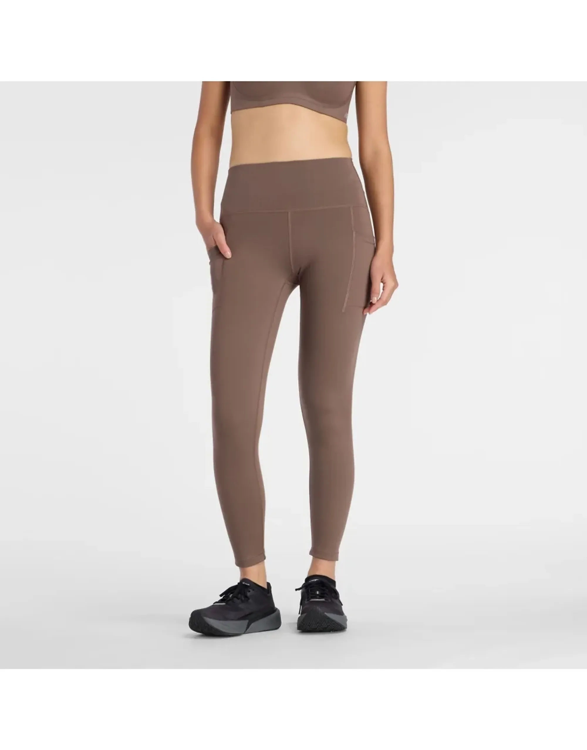New Balance Women's RC Pocket Legging 25 in Brown Poly Knit