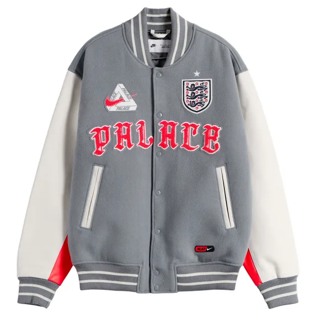 Nike Men's x Palace England Varsity Jacket Grey | IM6636-065