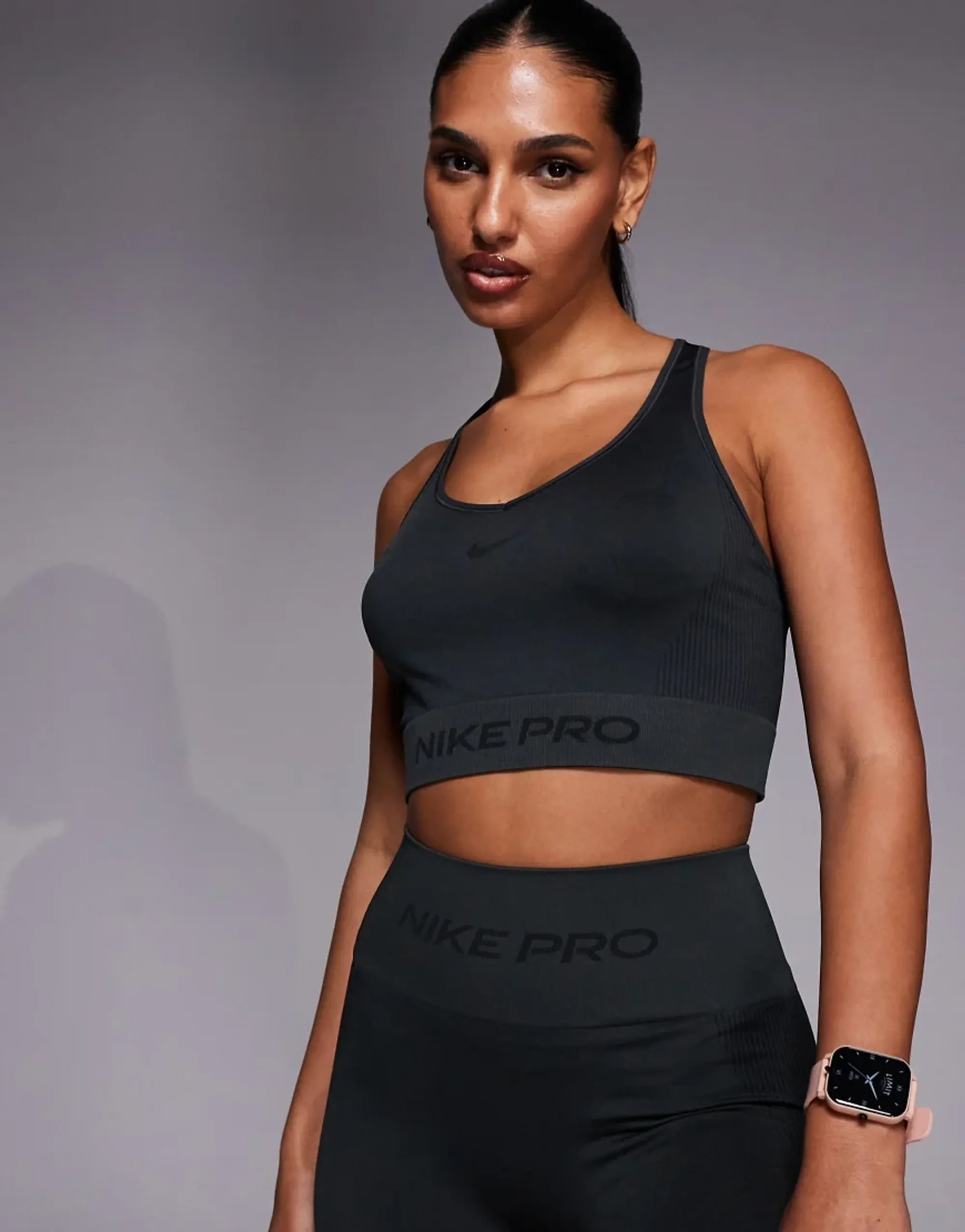 Nike Training Pro Dri-Fit Seamless Tank Top In Dark Grey