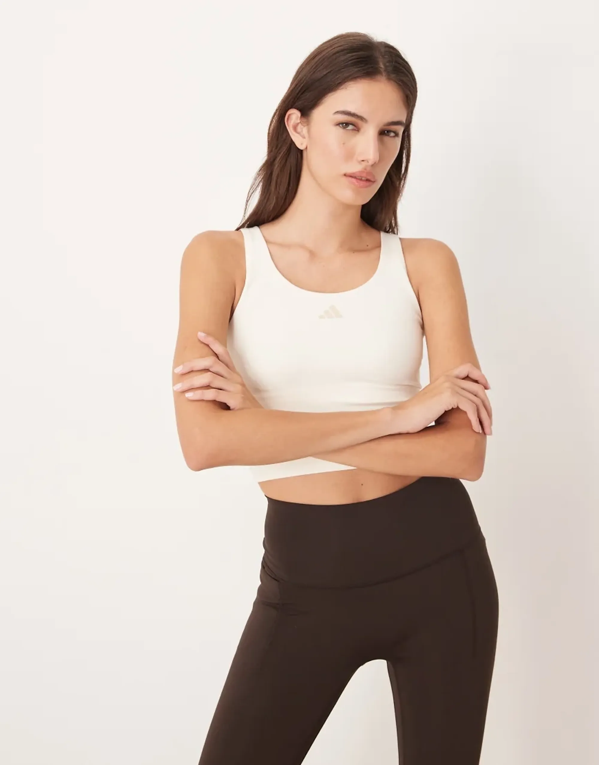 Adidas Performance Three Stripes Studios Tank Top In White