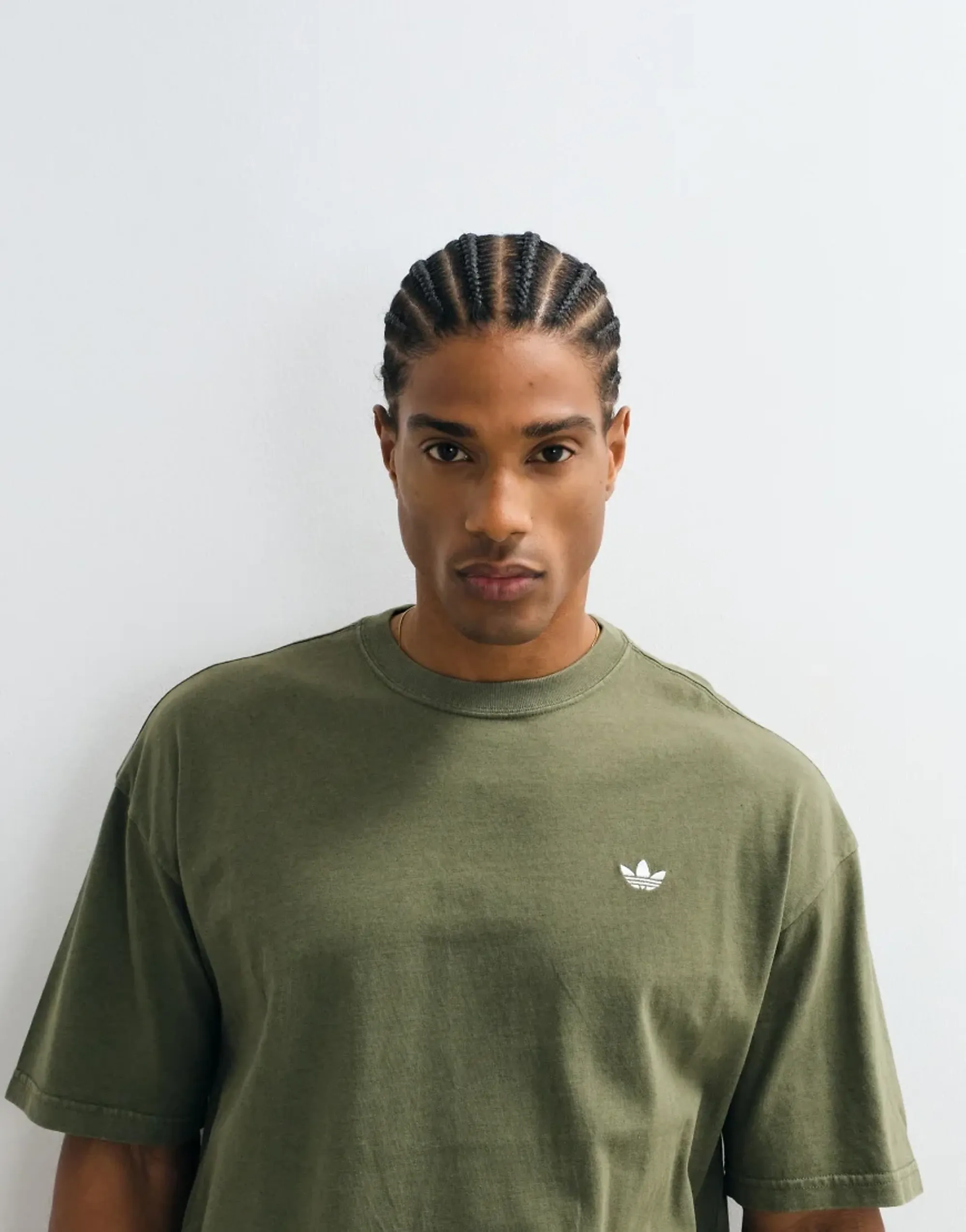 Adidas Originals Essential Loose Fit T-Shirt In Washed Olive-Green