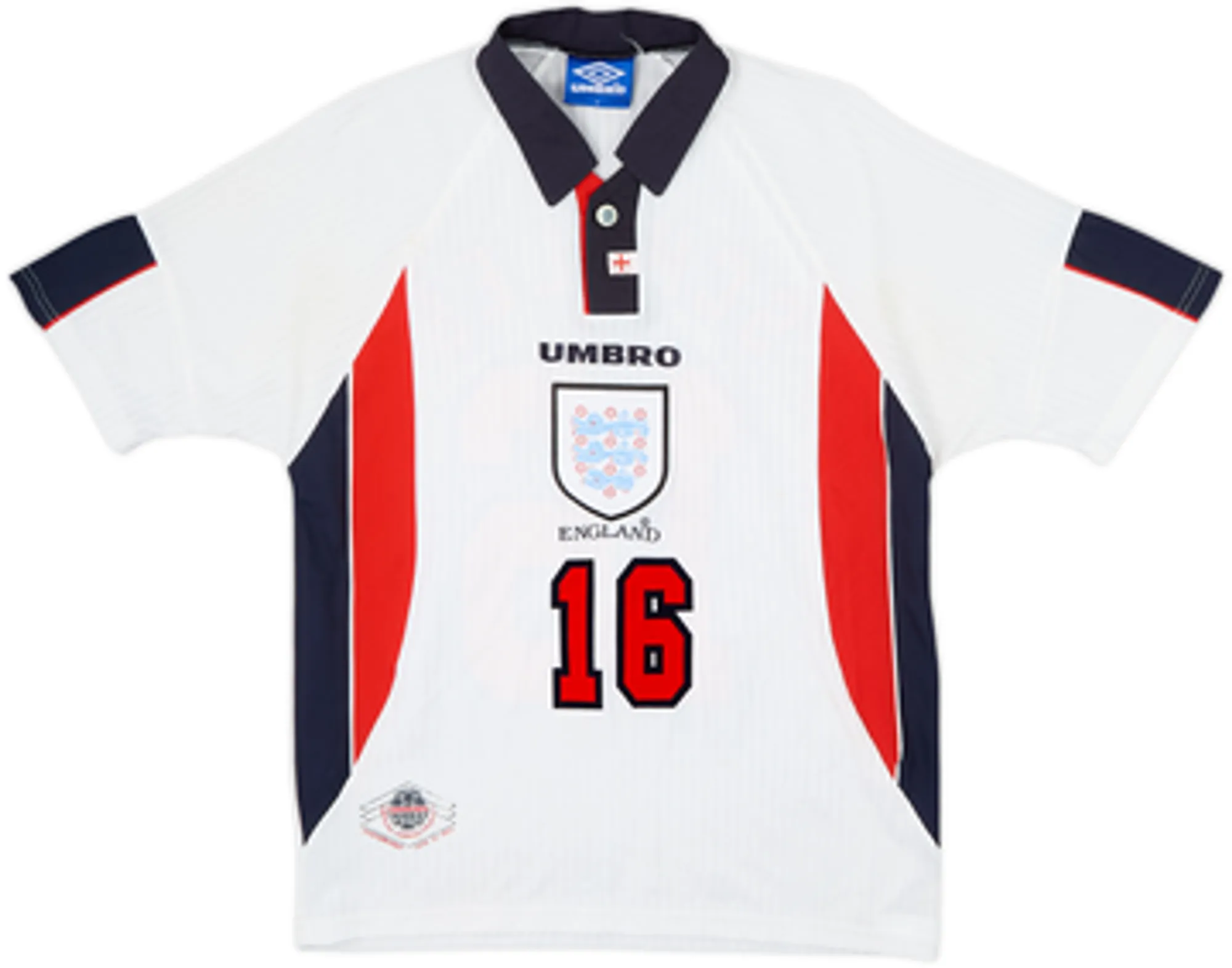 1997-99 England Home Shirt Scholes #16 - 8/10 - (Y)