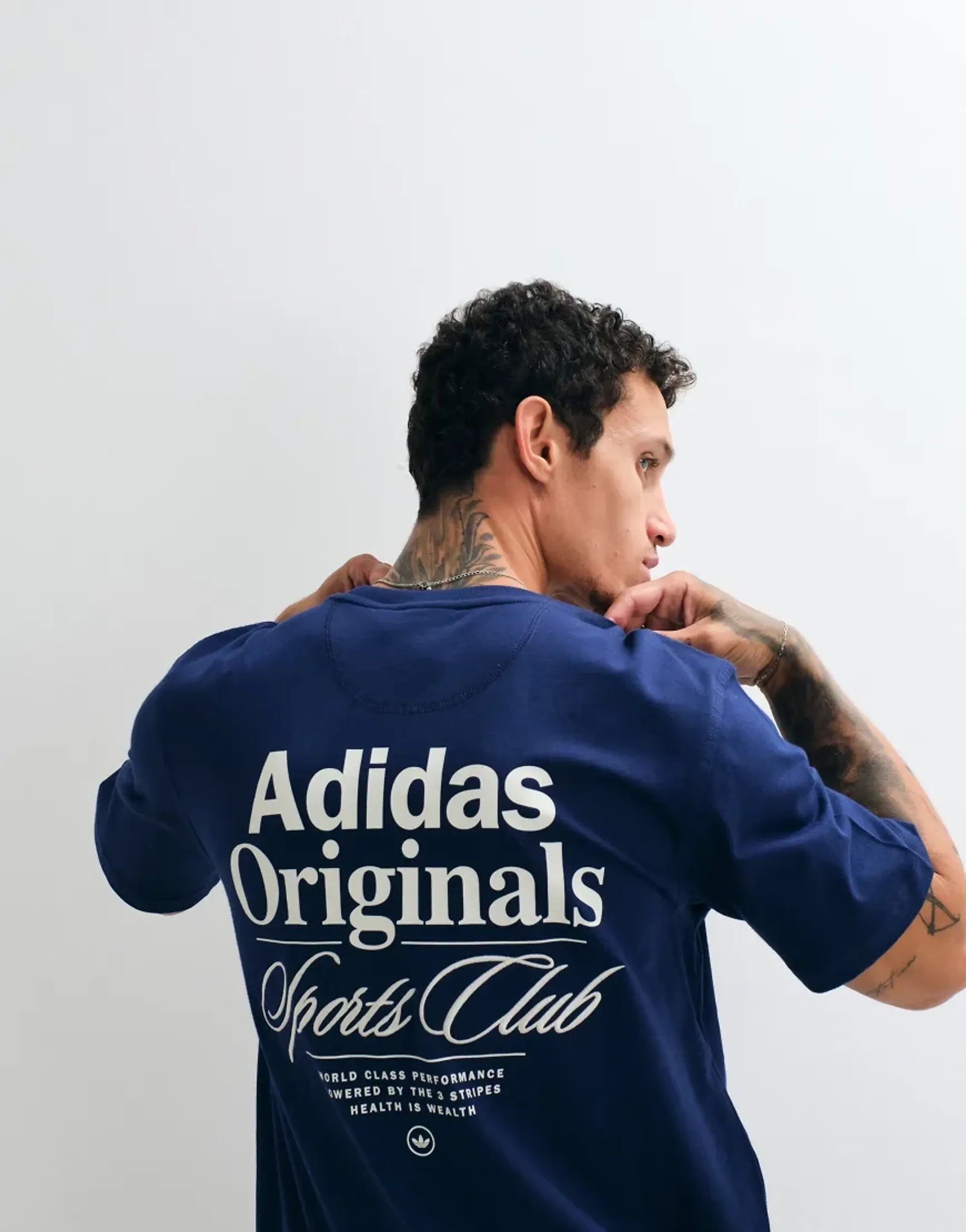 Adidas Originals T-Shirt With Sports Club Back Print In Navy
