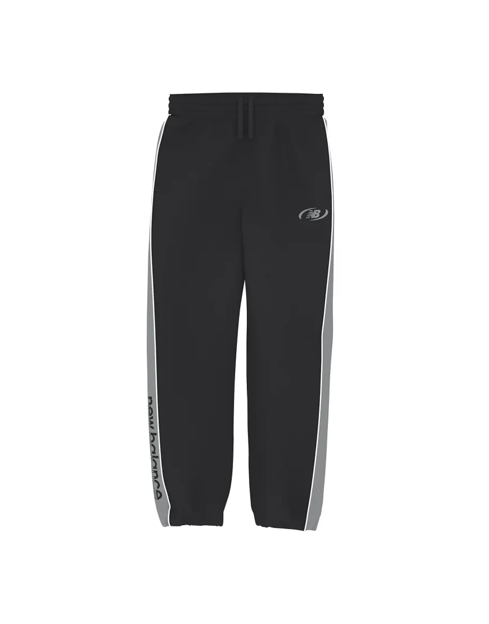 New Balance Men's Trackside Woven Pant in Black/Grey Polywoven