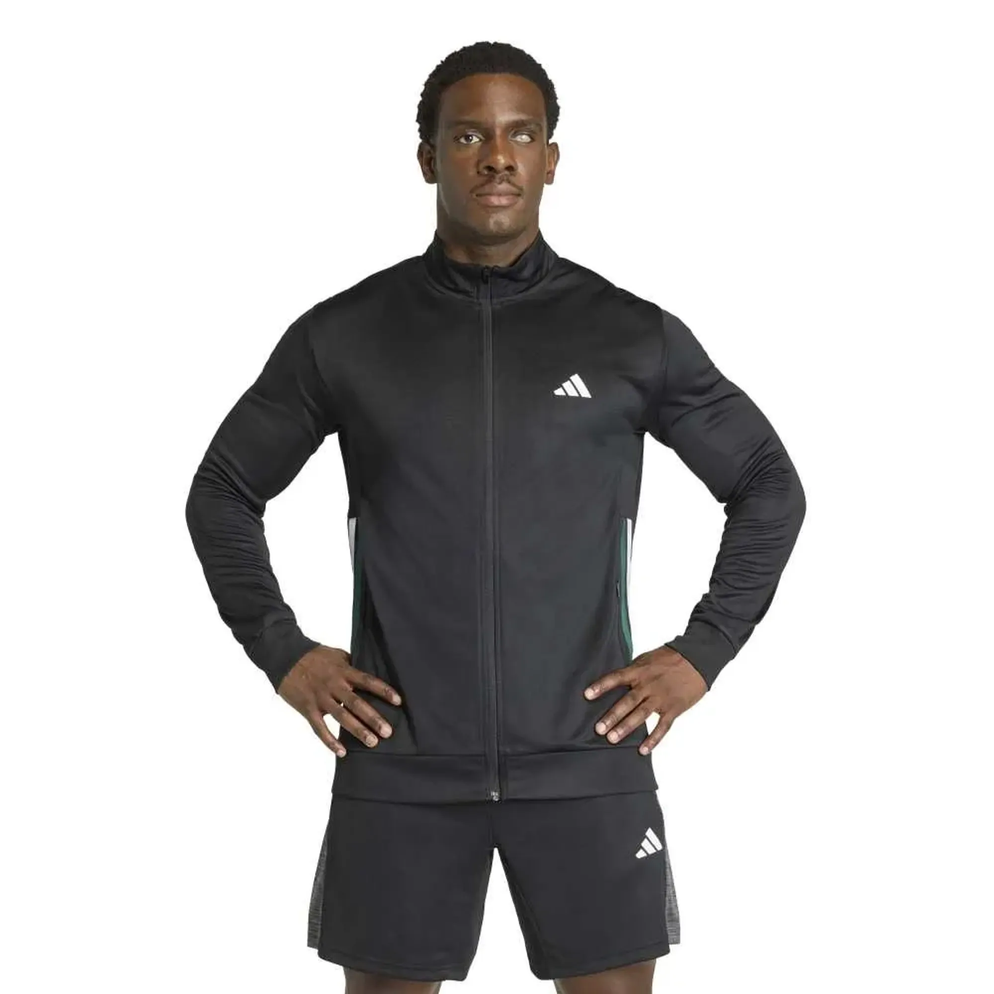 Adidas Workout Essentials All-set 3 Stripes Knit Full Zip Sweatshirt