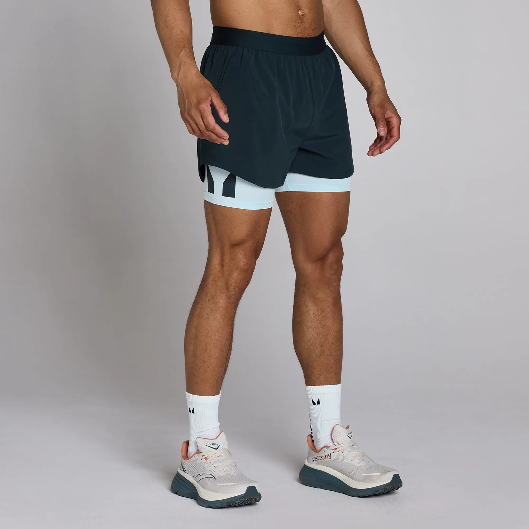 MP Men's Hybrid 5 2-in-1 Shorts - Faded Blue - XS