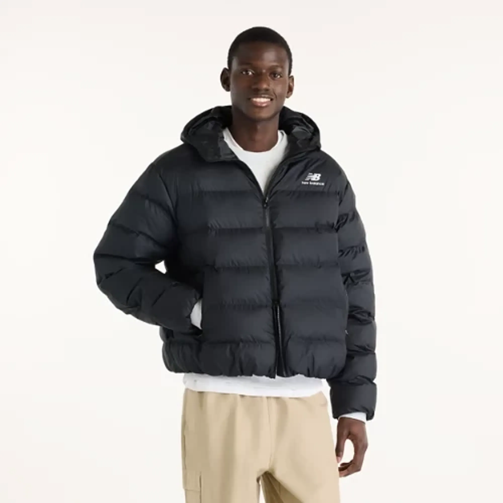 New Balance Men's Boston Puffer Jacket in Black Polyester