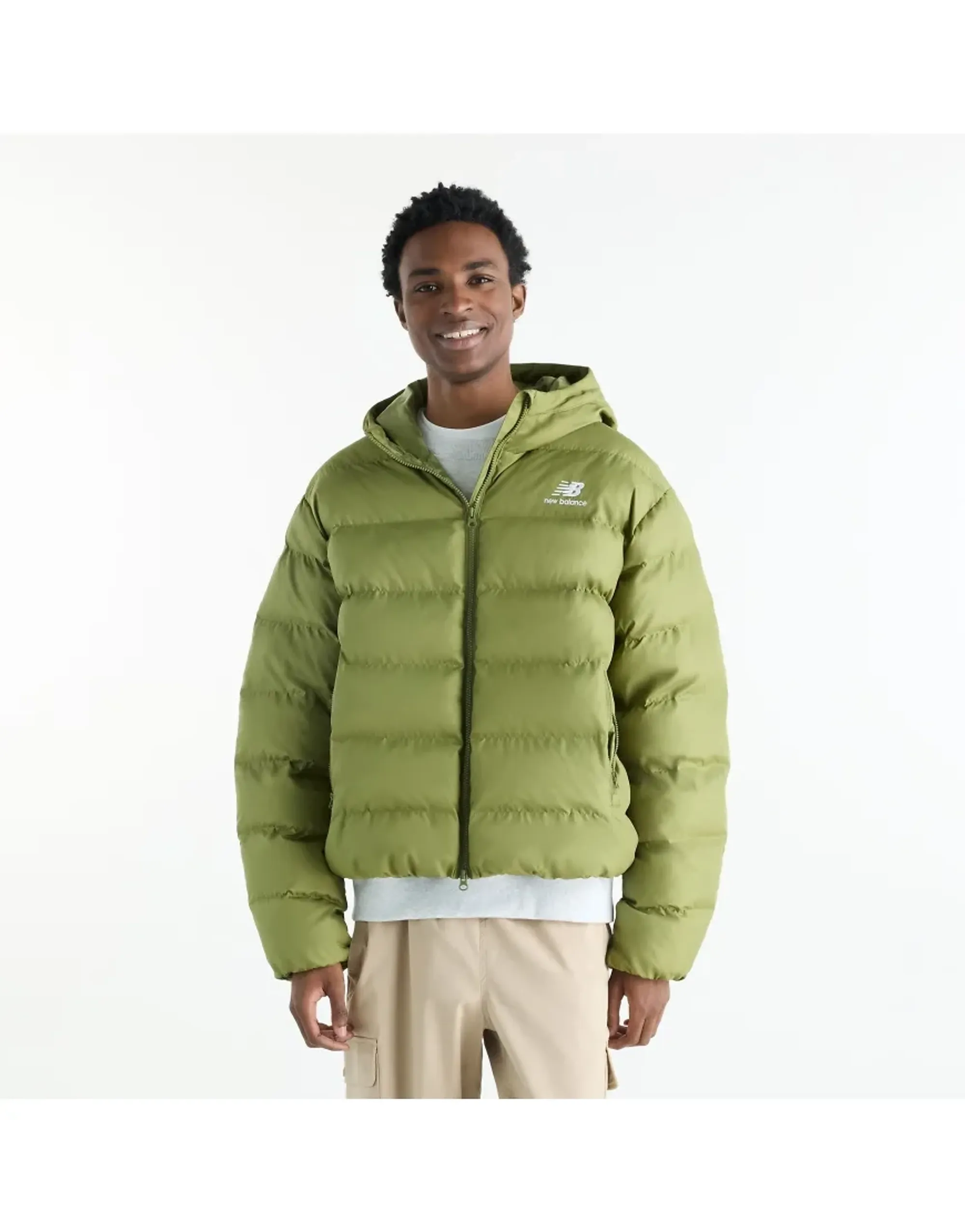 New Balance Men's Boston Puffer Jacket in Green Polyester