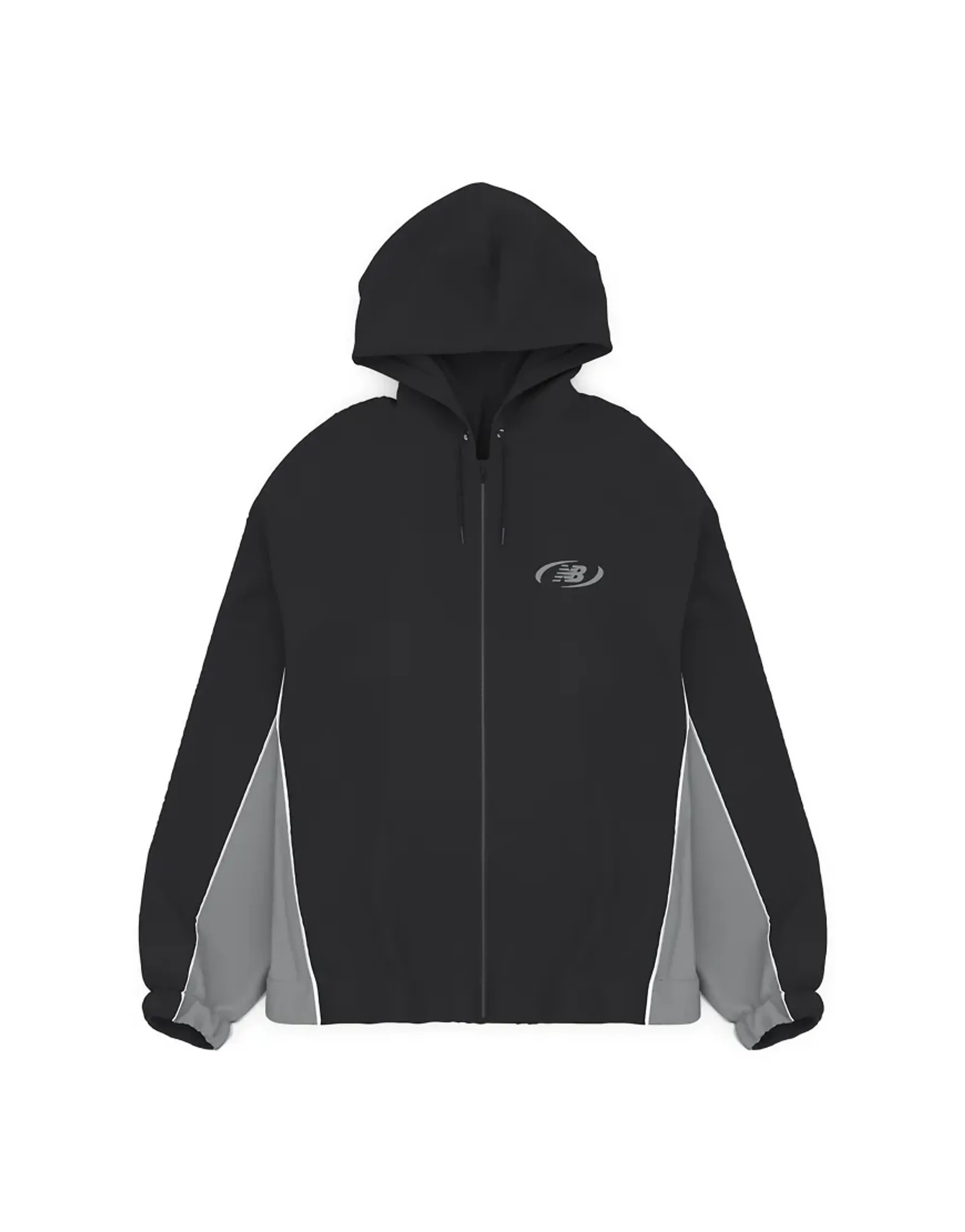 New Balance Men's Trackside Woven Jacket in Black/Grey Polywoven