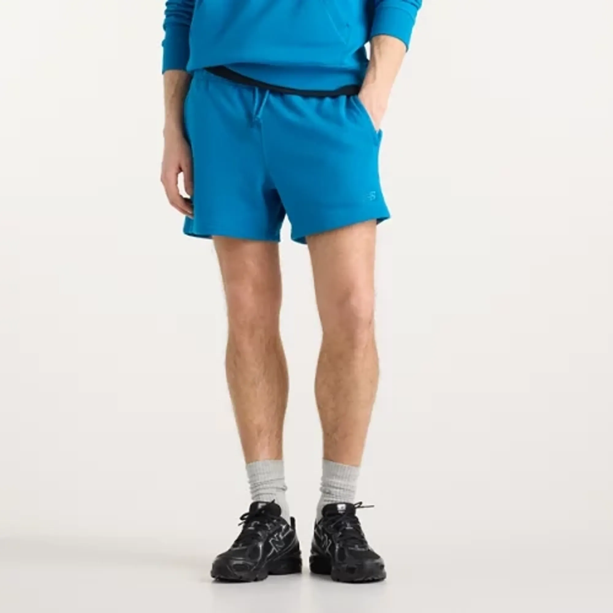 New Balance Men's Athletics French Terry Short 5" in Blue Cotton