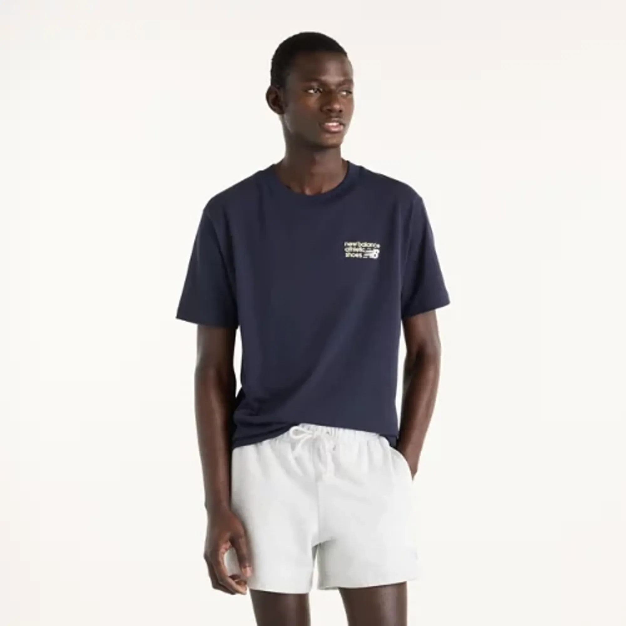 New Balance Men's Athletics Premium Logo T-Shirt in Blue Cotton