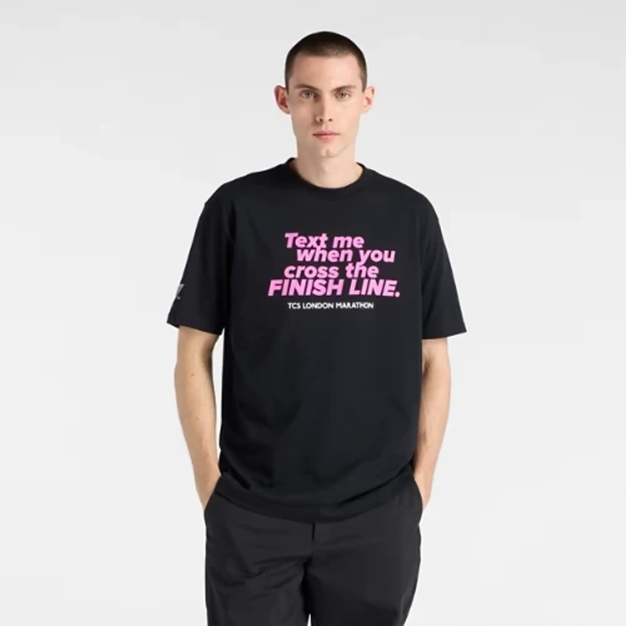 New Balance Men's London Edition Finisher Graphic T-Shirt in Black Cotton