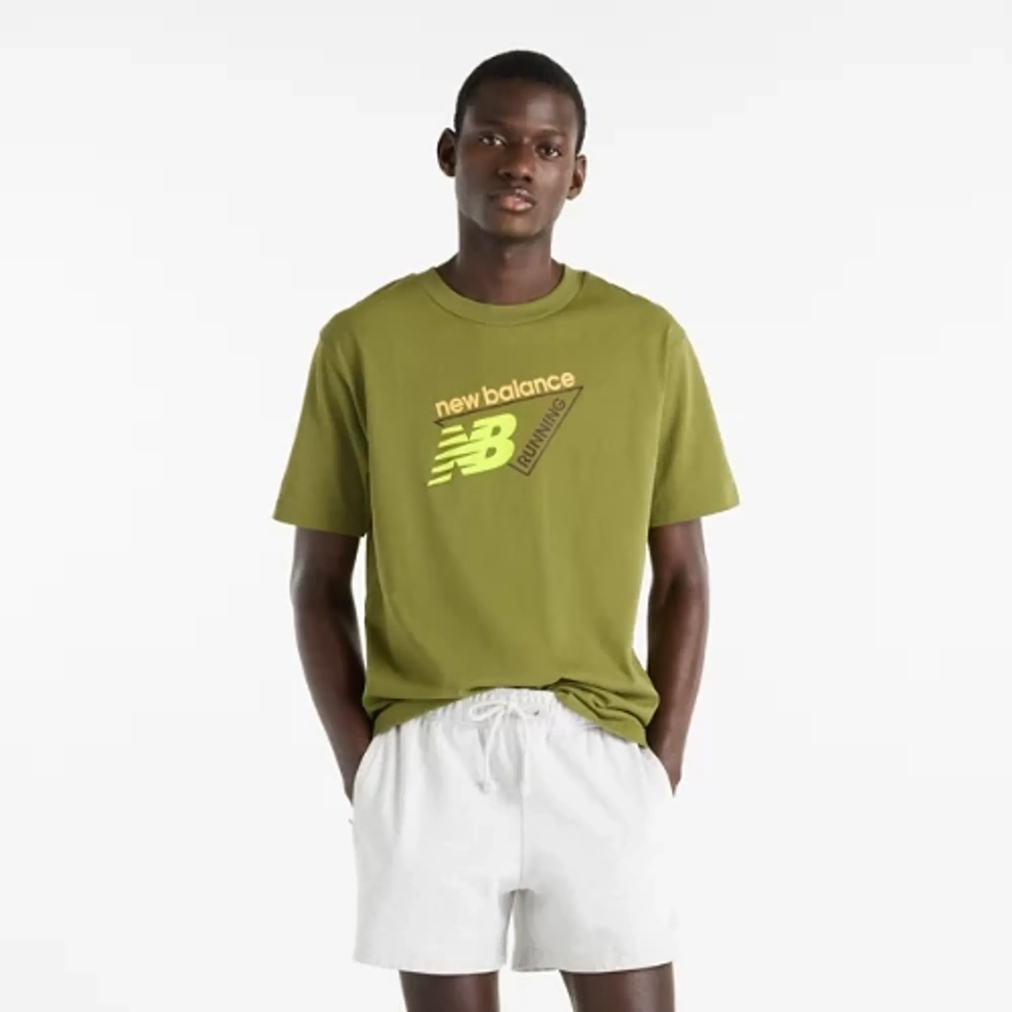 New Balance Men's Classic Tri-Logo T-Shirt in Green Cotton