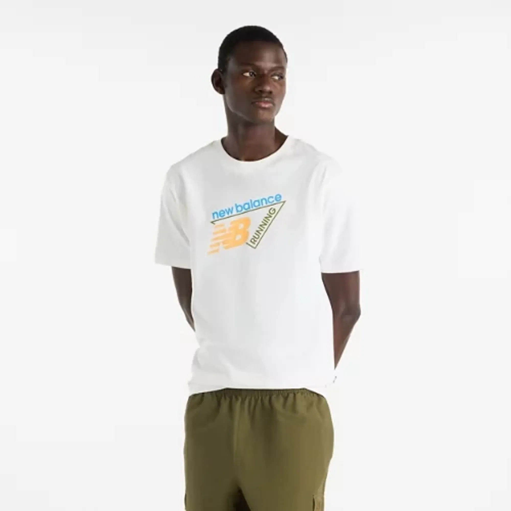 New Balance Men's Classic Tri-Logo T-Shirt in White Cotton