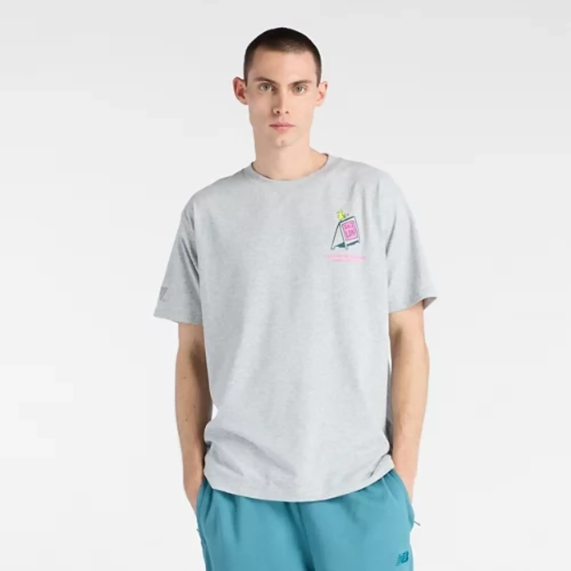 New Balance Men's London Edition Graphic T-Shirt 1 in Grey Polyester