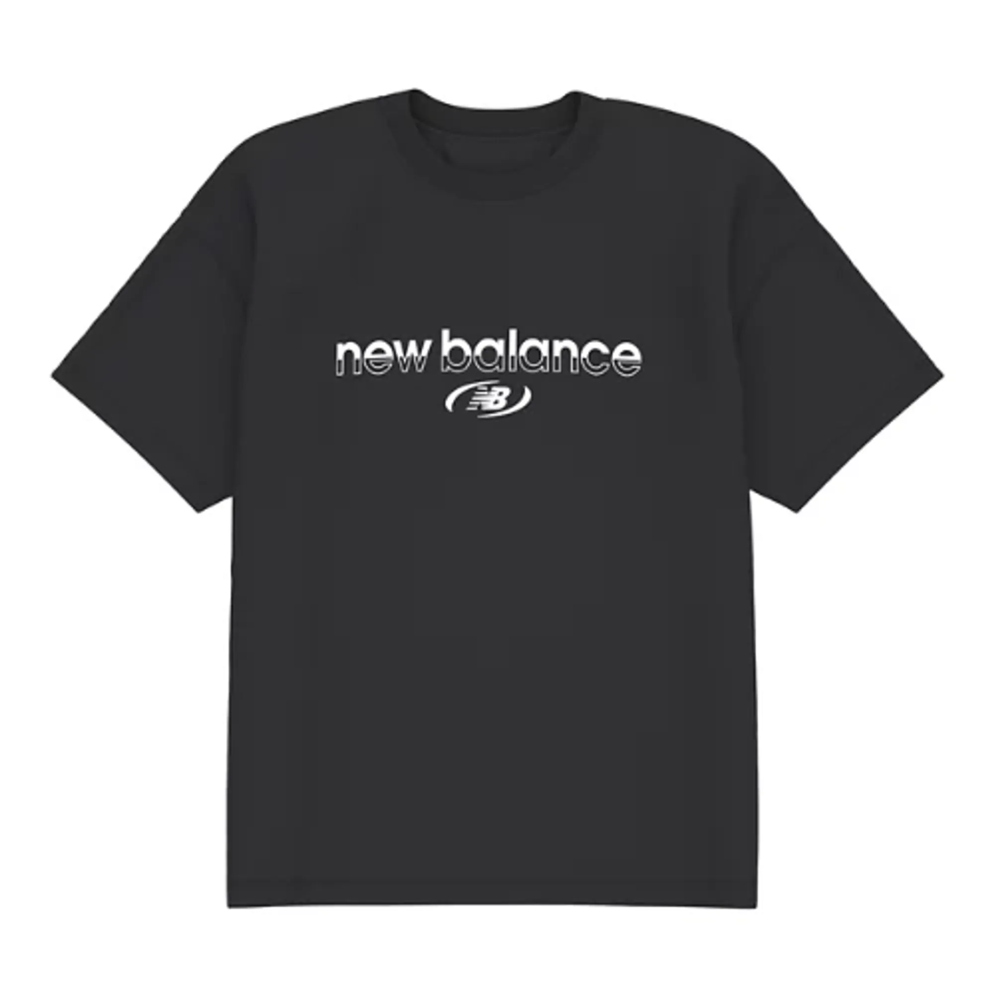 New Balance Men's Trackside T-Shirt in Black Cotton Jersey