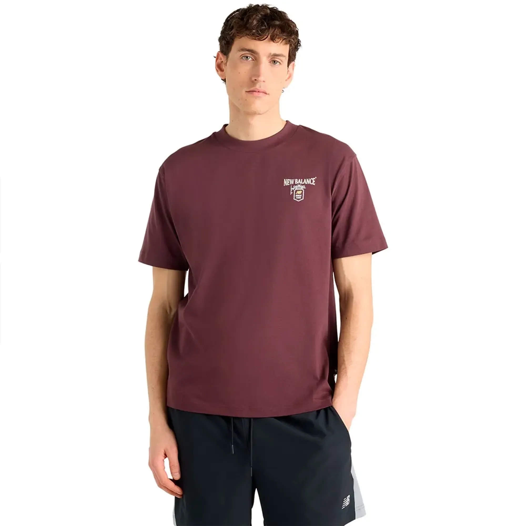 New Balance Men's Grab a Bite London T-Shirt in Brown Cotton