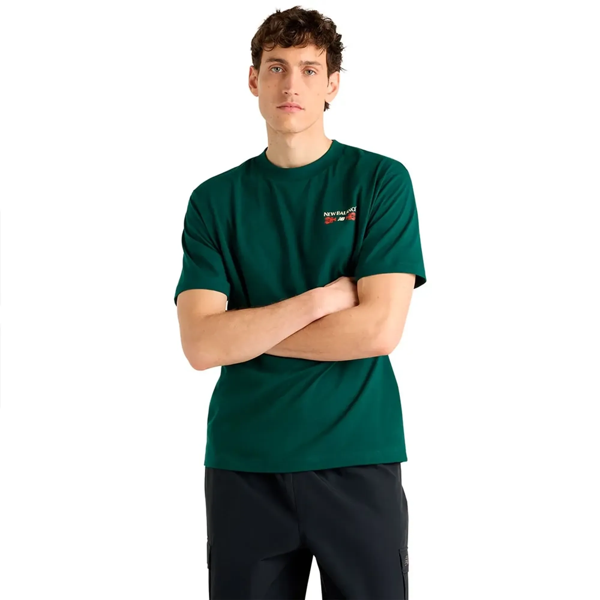New Balance Men's Grab a Bite Boston T-Shirt in Green Cotton