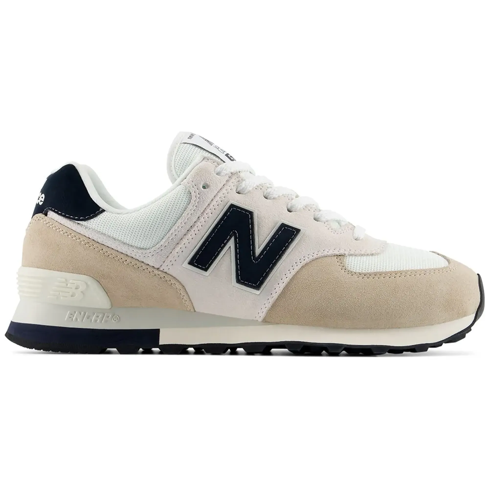 New Balance Unisex 574 in White/Beige Suede/Mesh