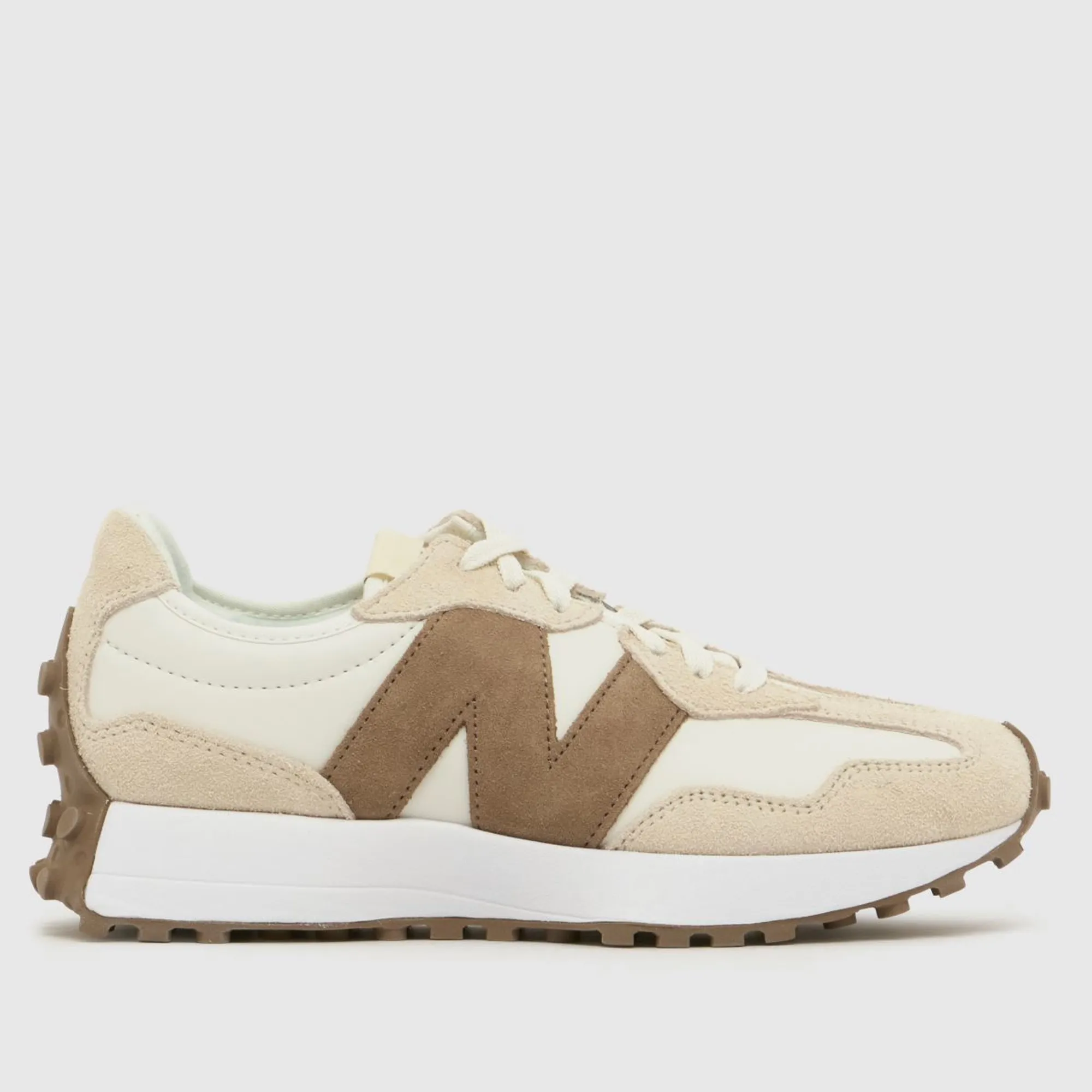 New Balance Women's 327 in Beige/White/Brown Suede/Mesh