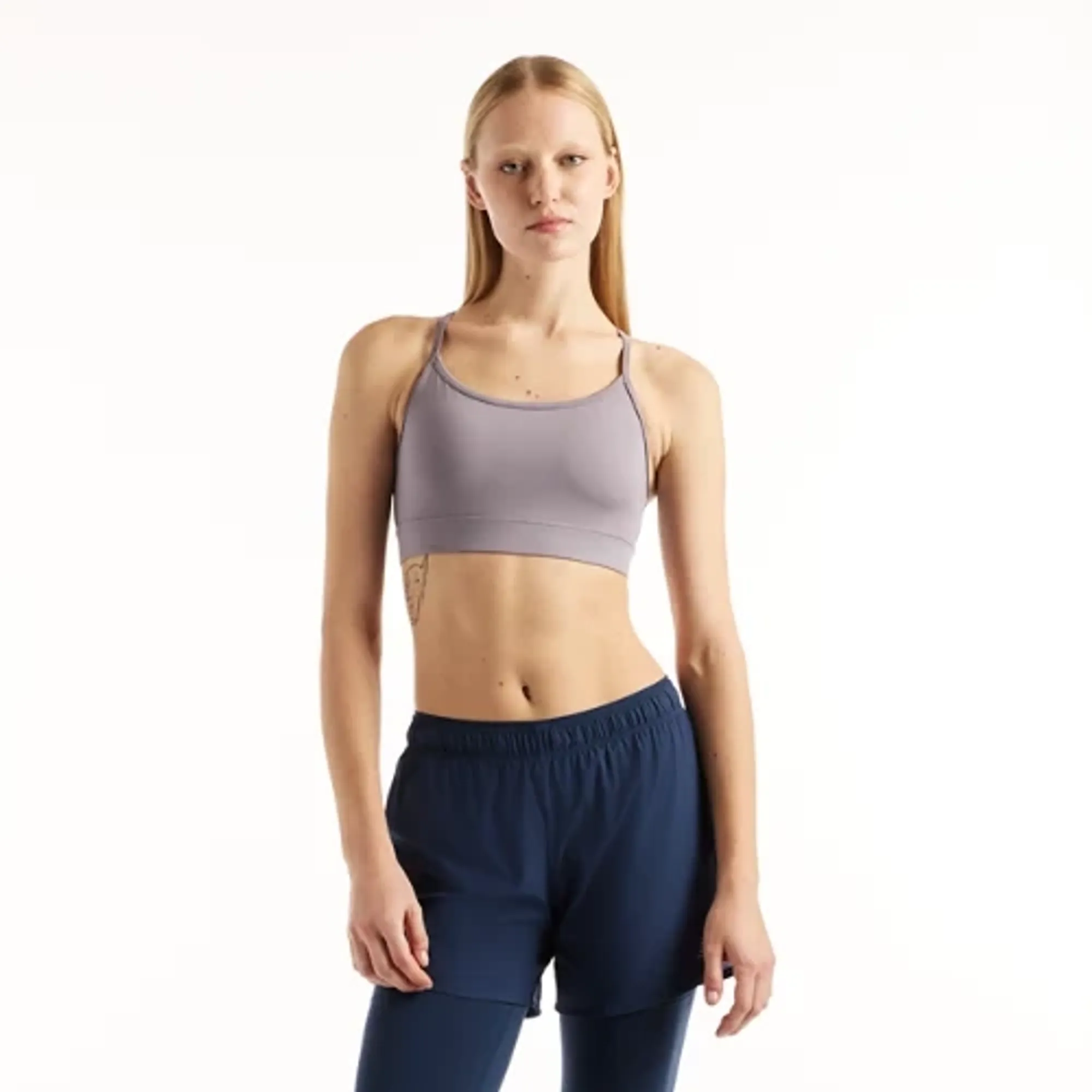 New Balance Women's NB Essential Yoga Bra in Grey Poly Knit