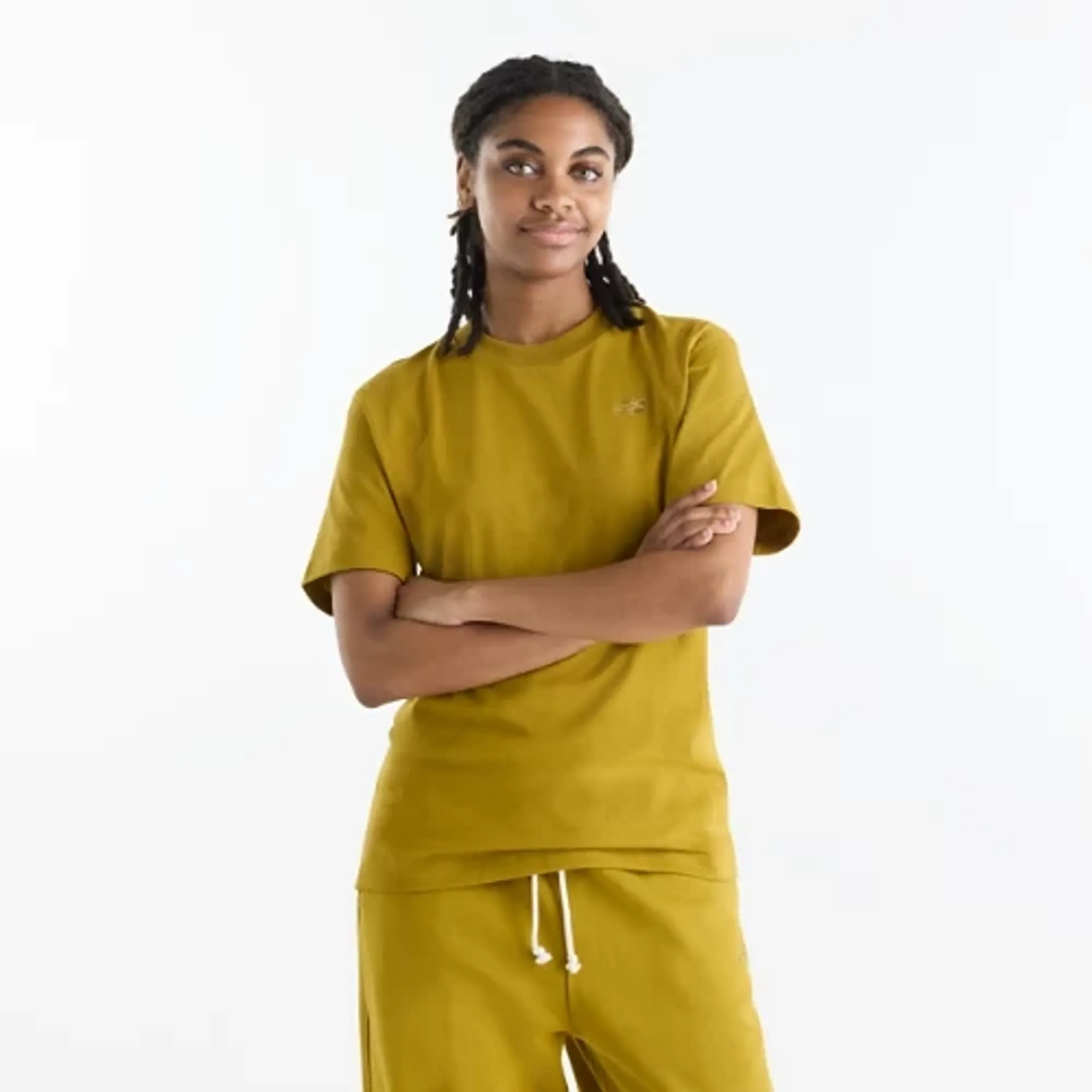 New Balance Women's Athletics Jersey T-Shirt in Brown Cotton Jersey
