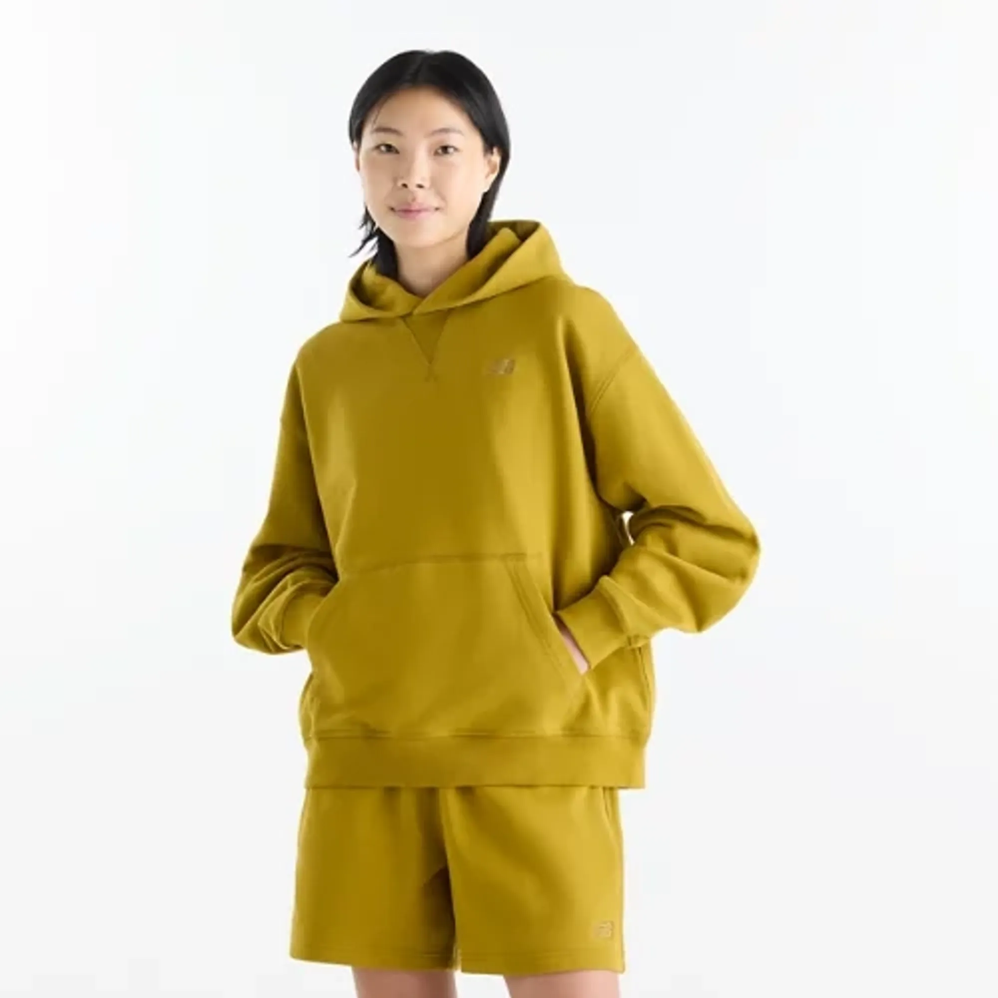 New Balance Women's Athletics French Terry Hoodie in Brown Cotton Fleece