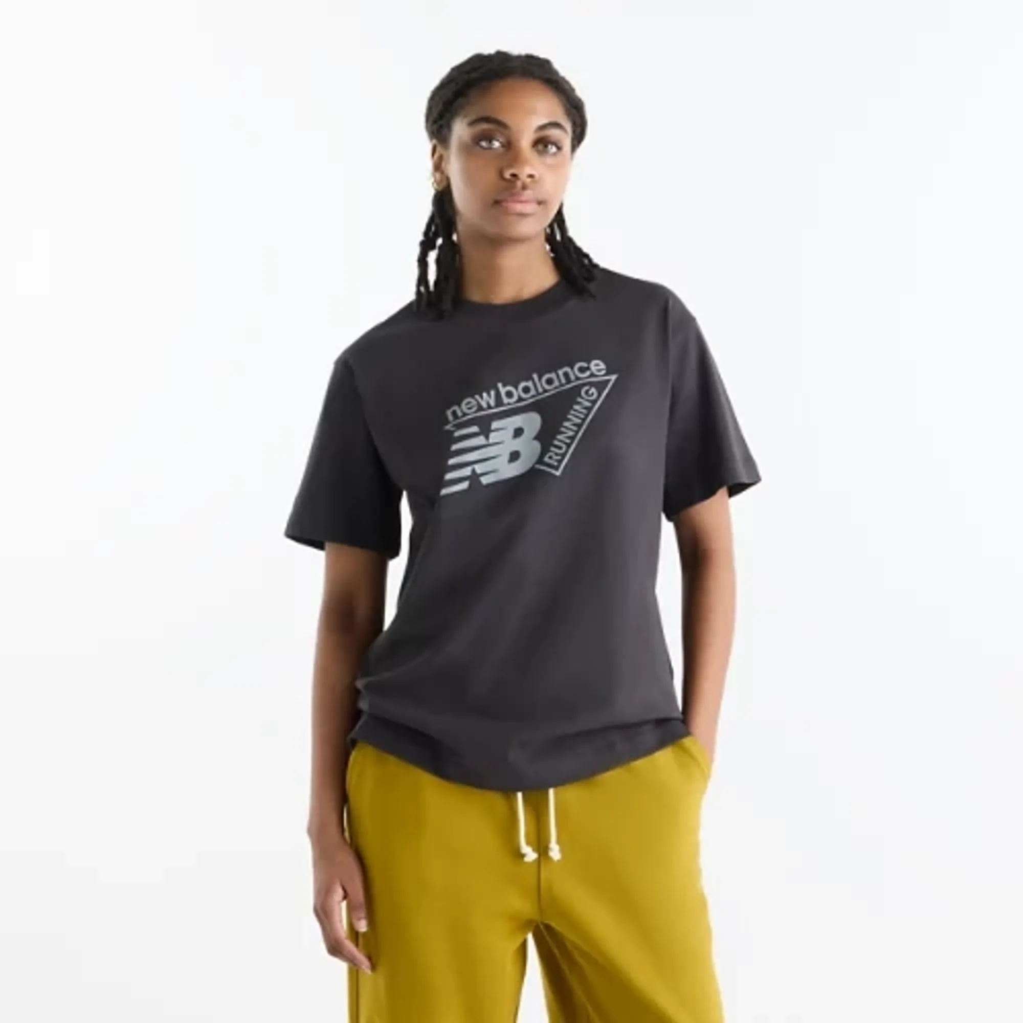 New Balance Women's Classic Tri-Logo T-Shirt in Grey Cotton