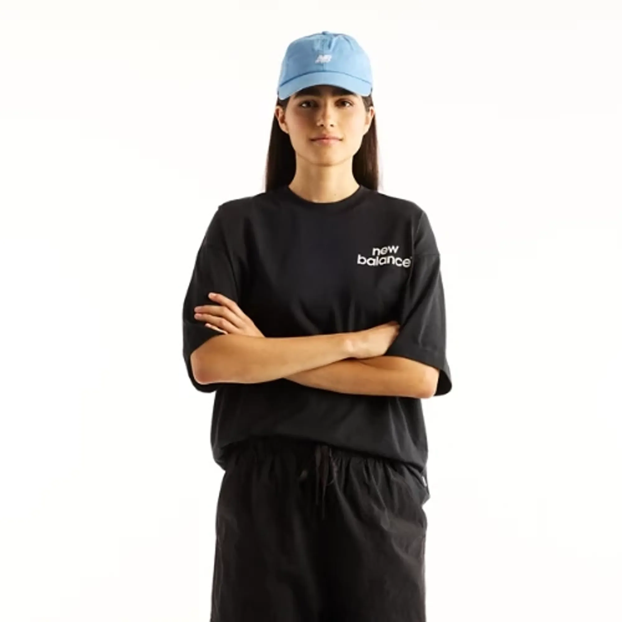 New Balance Women's Intelligent Relaxed T-Shirt in Black Cotton
