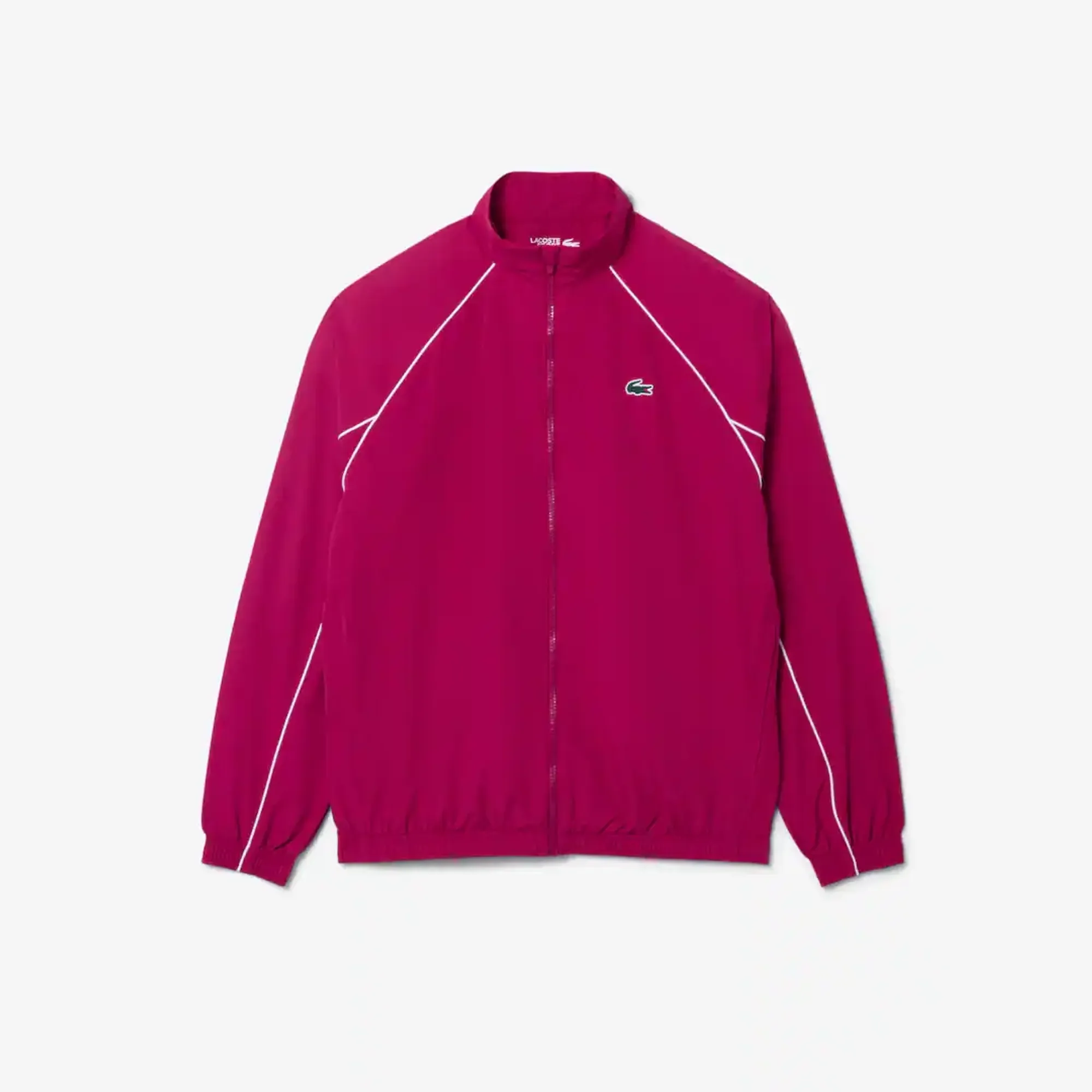 Lacoste Sport Water-Repellent Trim Accent Track Jacket - Rose Fushia / Blanc