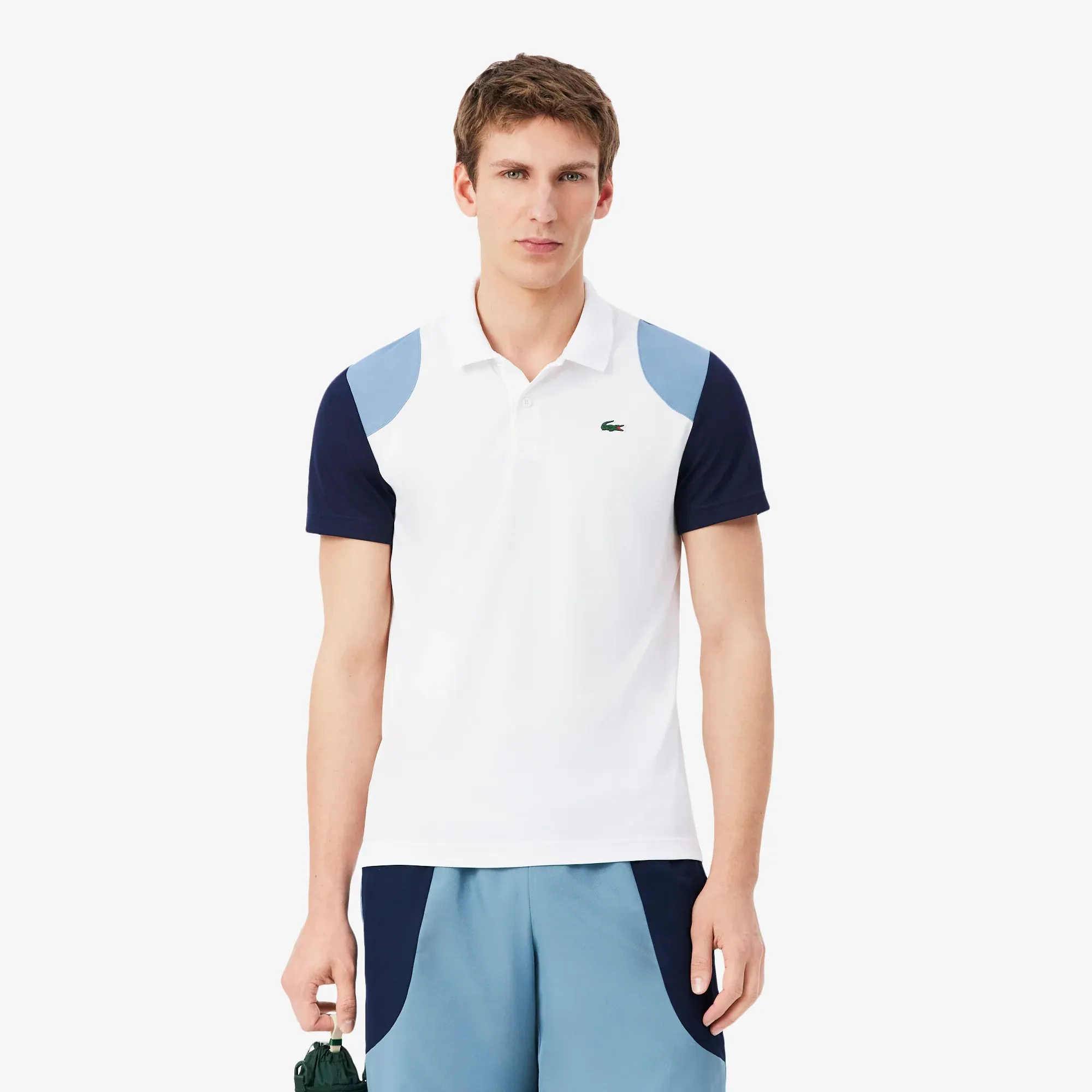 Lacoste Ultra Dry Colour-Block Sport Polo Shirt - Blanc / Bleu / Bleu Marine