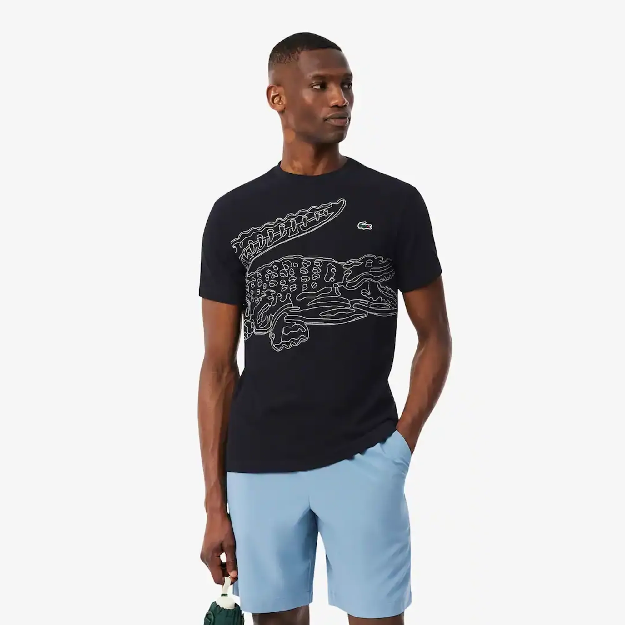 Lacoste Ultra Dry Crocodile Print Sport T-shirt - Noir / Blanc