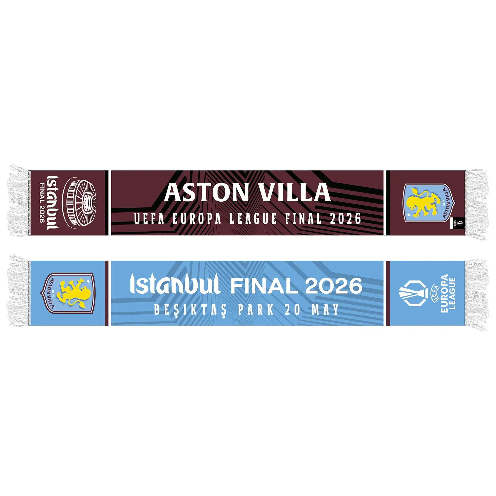 Aston Villa UEFA Europa League Istanbul Final 2026 Scarf - Claret/Blue