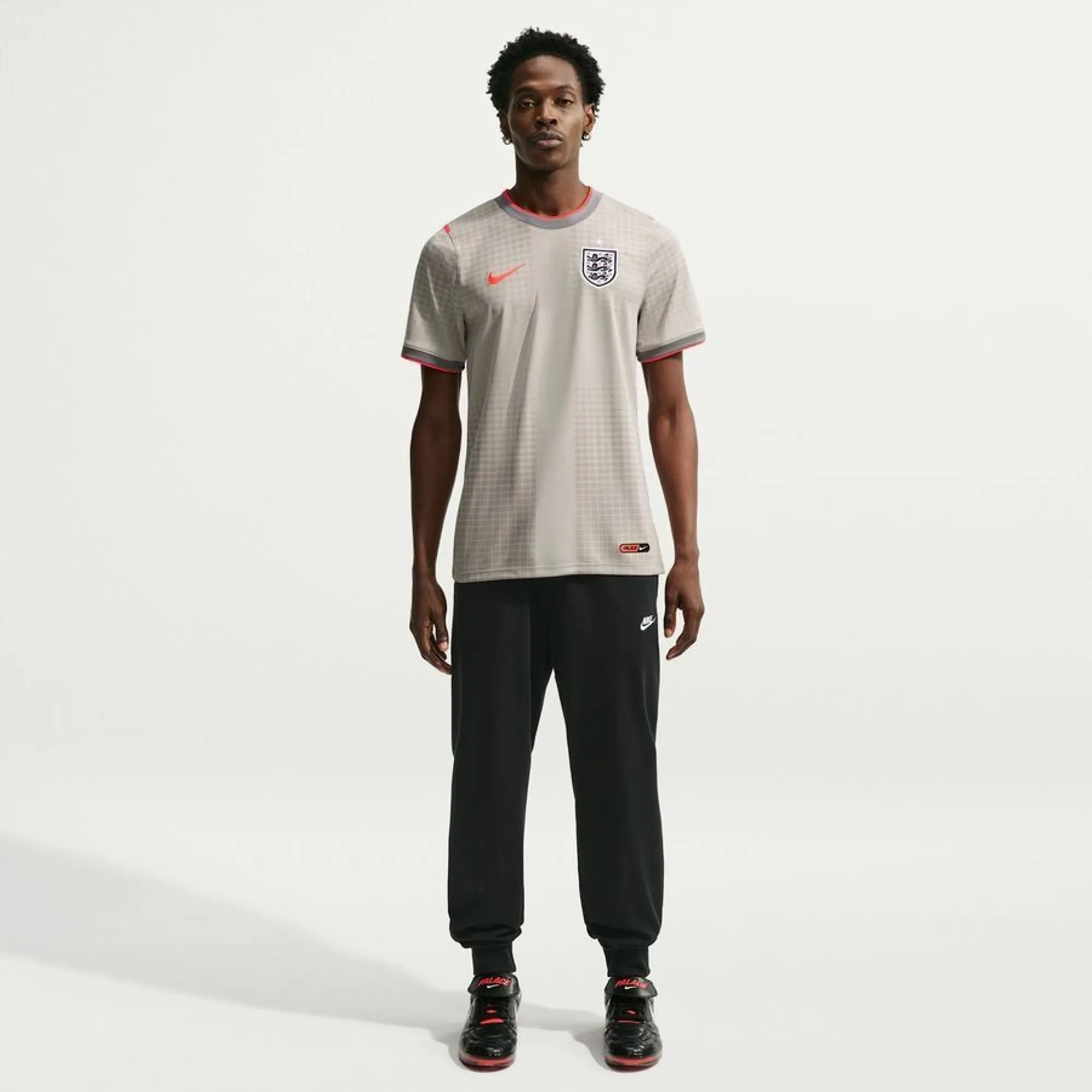 England X2 Training T-Shirt Dri-Fit Academy Pro Pre Match World Cup 2026 - Pewter Grey/Bright Crimson - ['Grey']