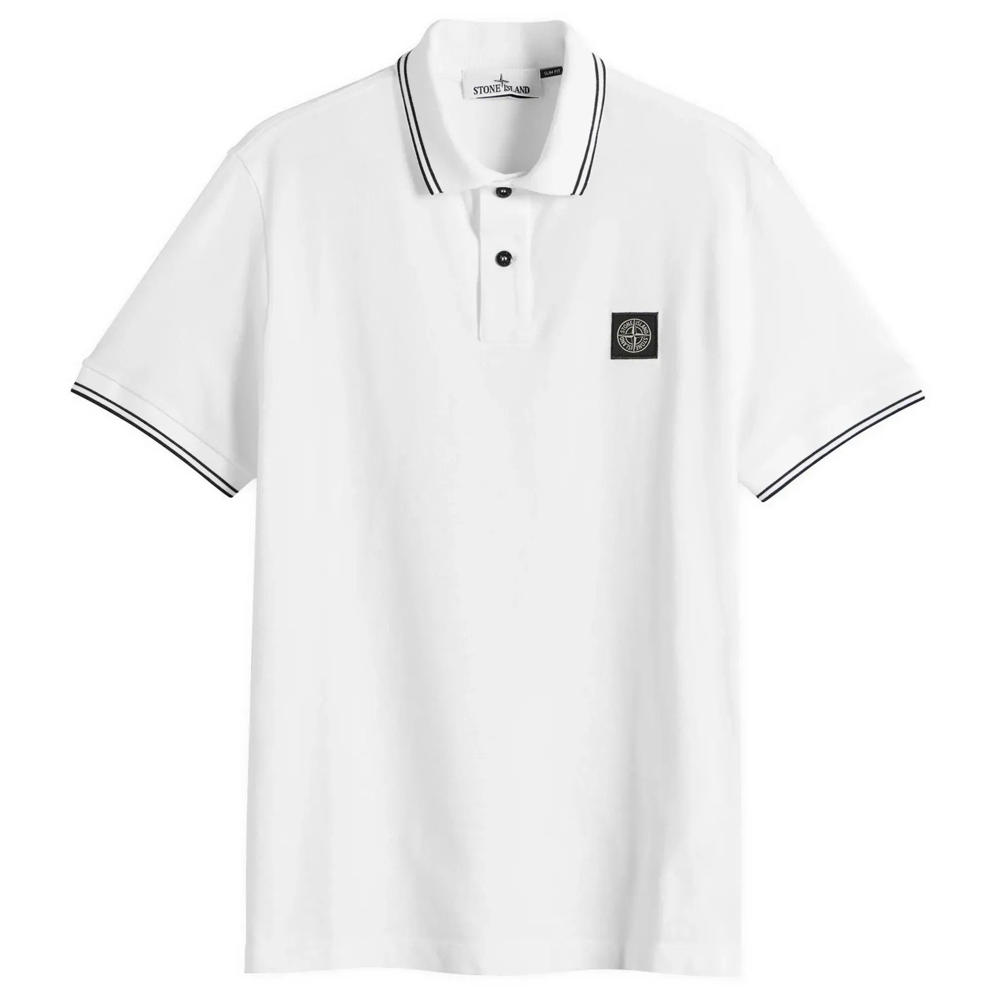 Stone Island Men's Patch Logo Polo White
