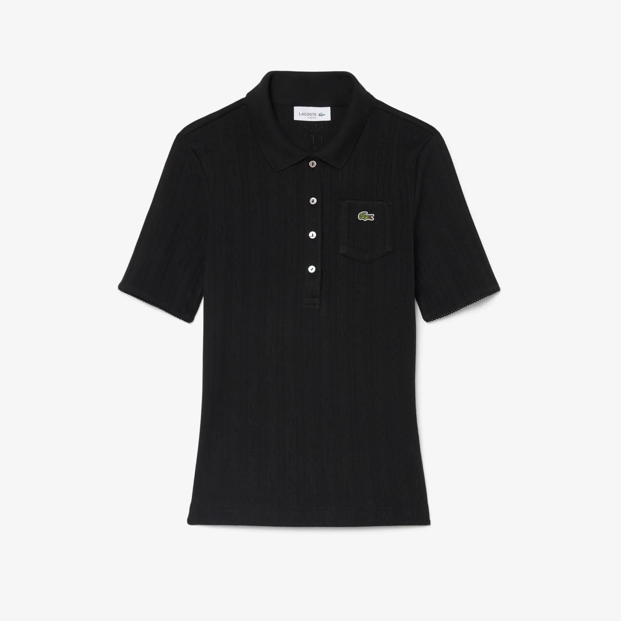 Lacoste Slim Fit Pointelle Knit Polo Shirt - Noir
