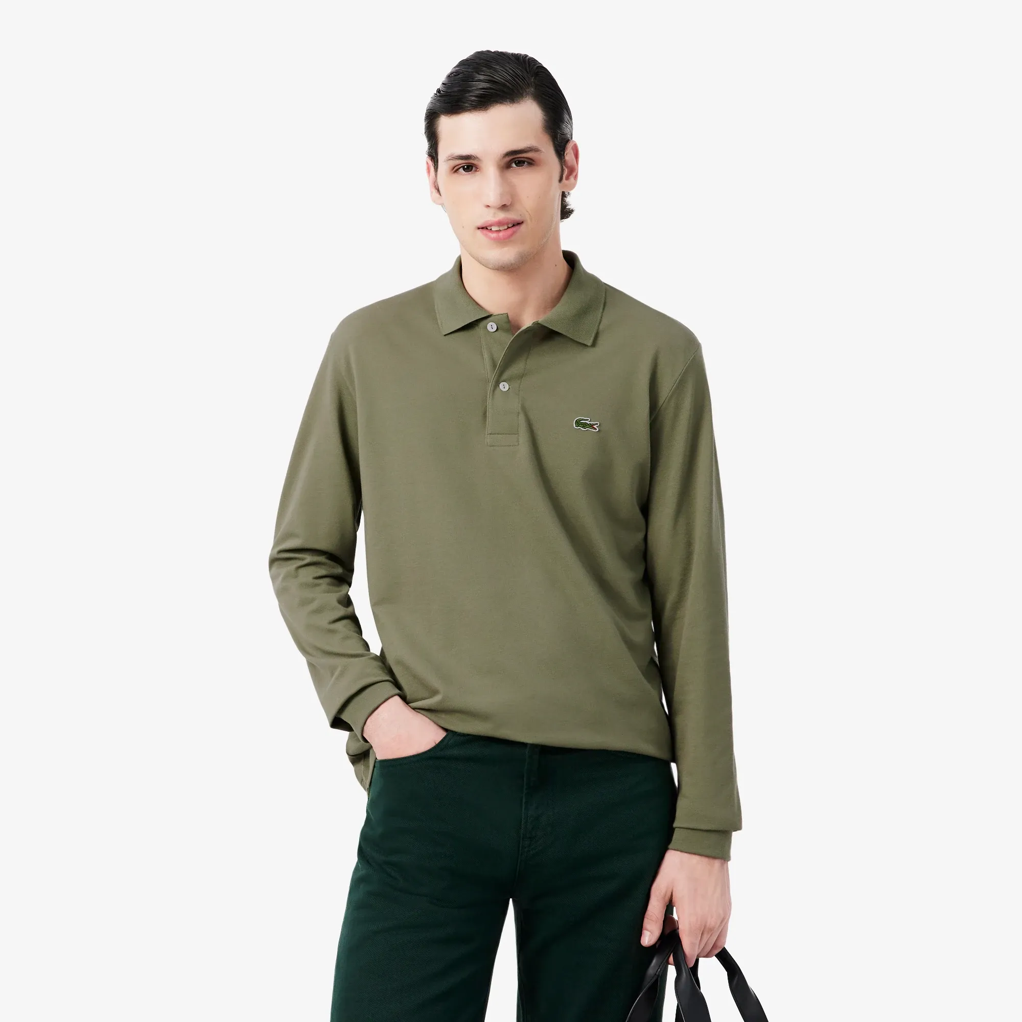 Lacoste Classic Fit L.12.12 LIGHT Long Sleeved Polo Shirt - Khaki Green
