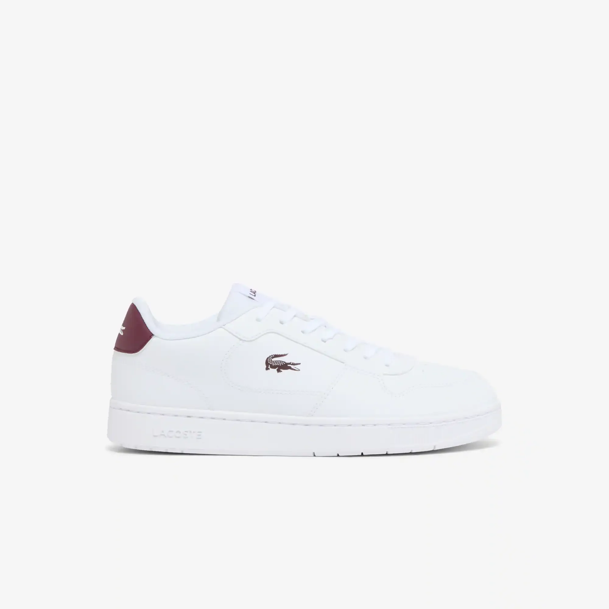 Lacoste Junior's Court Ace Sneakers - White & Burgundy