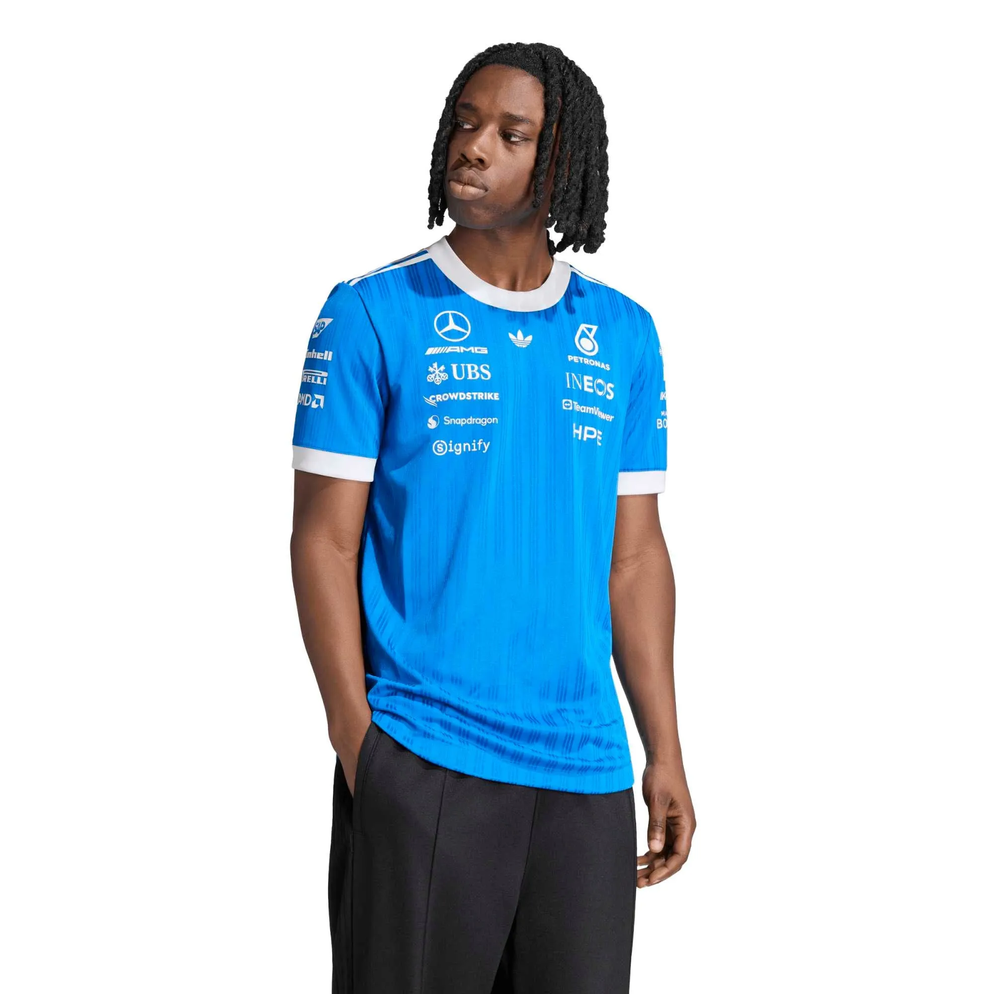 Mercedes AMG Petronas adidas Originals Blue Wonder Silverstone Special Edition Team T-Shirt